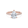 Dia Solitaire Pave Engagement Ring Pear•Rose Gold