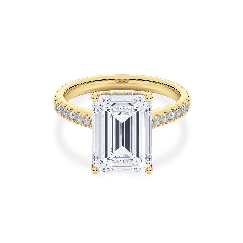 Hidden Halo II Emerald  Lab Grown Diamond Ring in 14K Gold