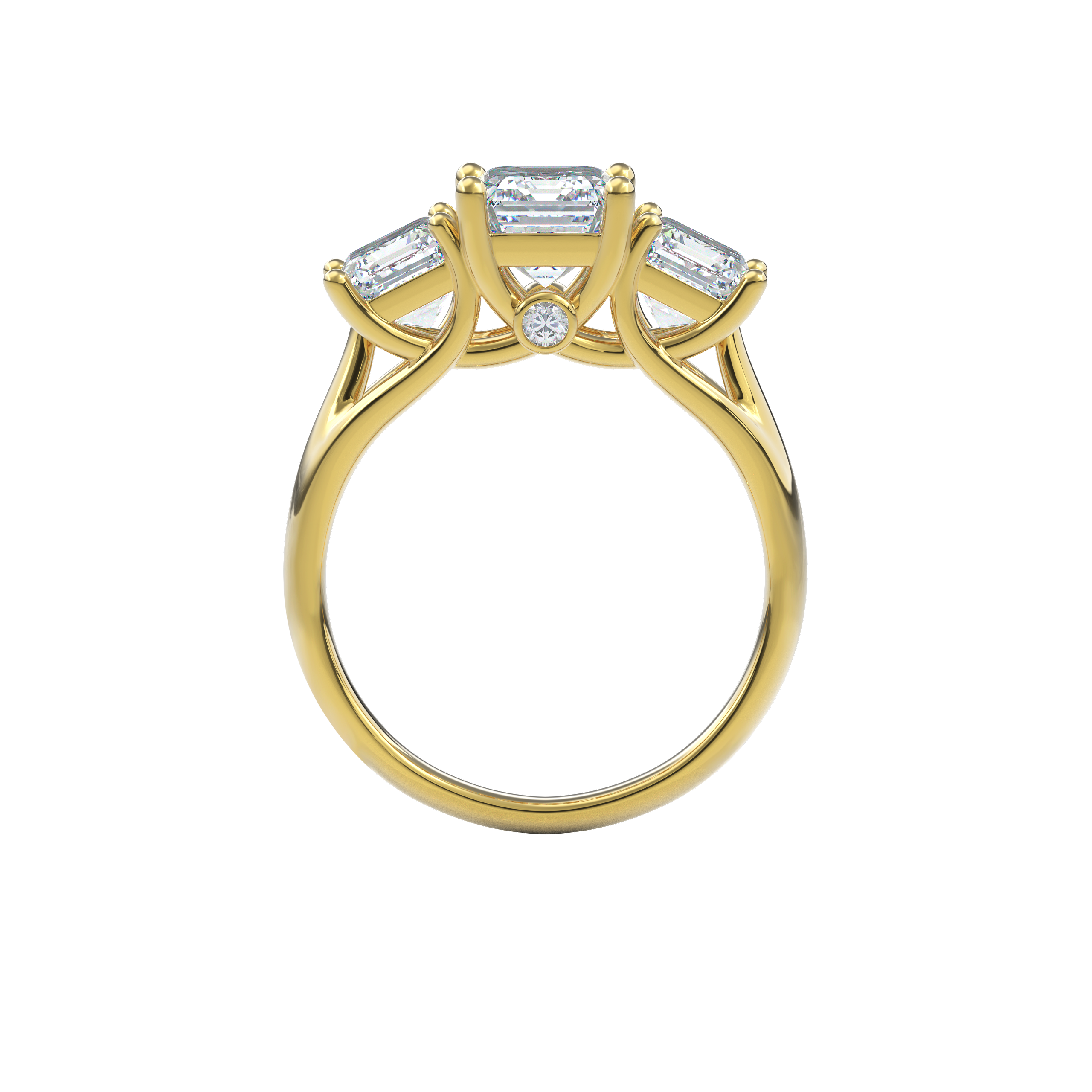 Daphnis Trinity Engagement Ring Emerald•Yellow Gold