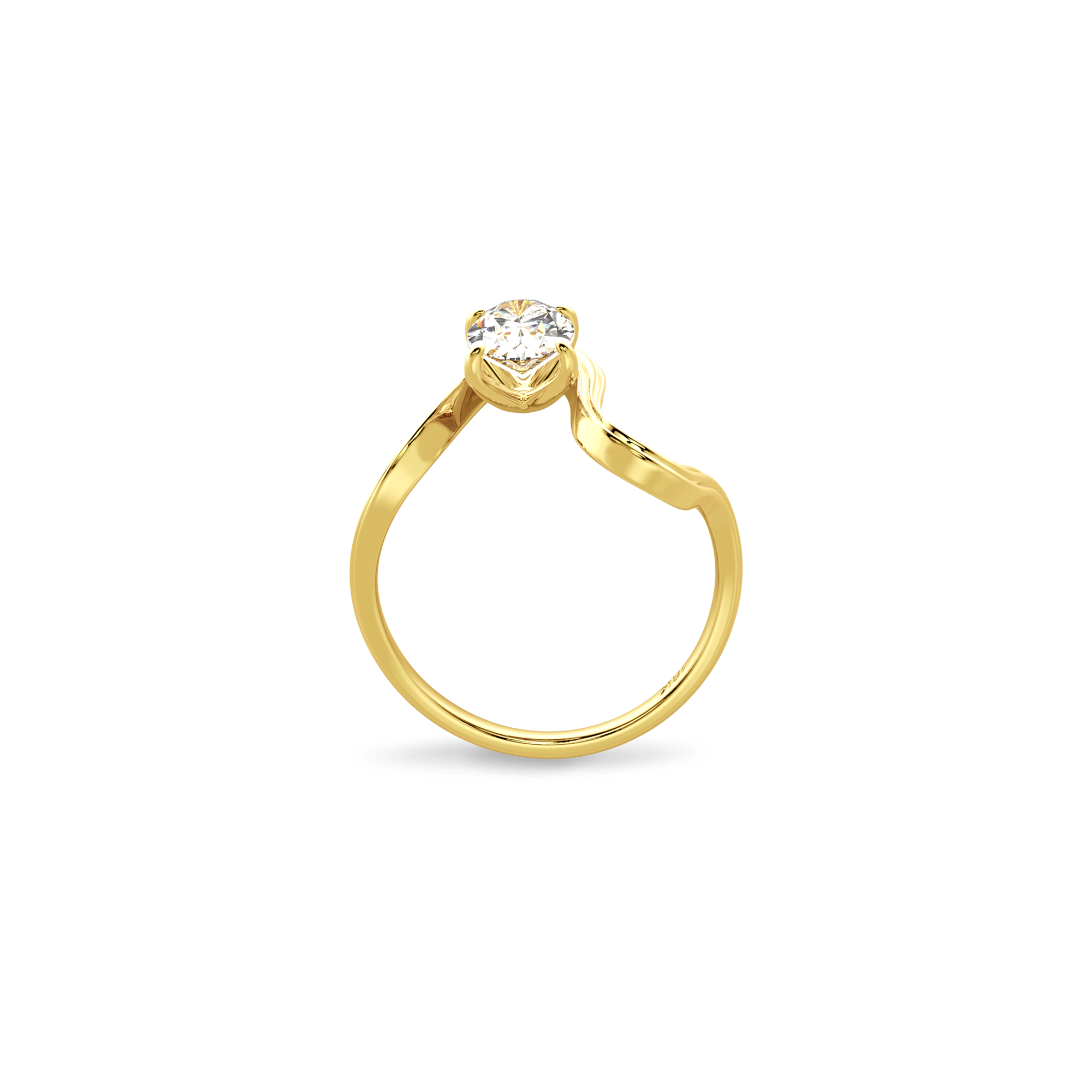 Oval  Luna  Curve Ring in Yellow Gold