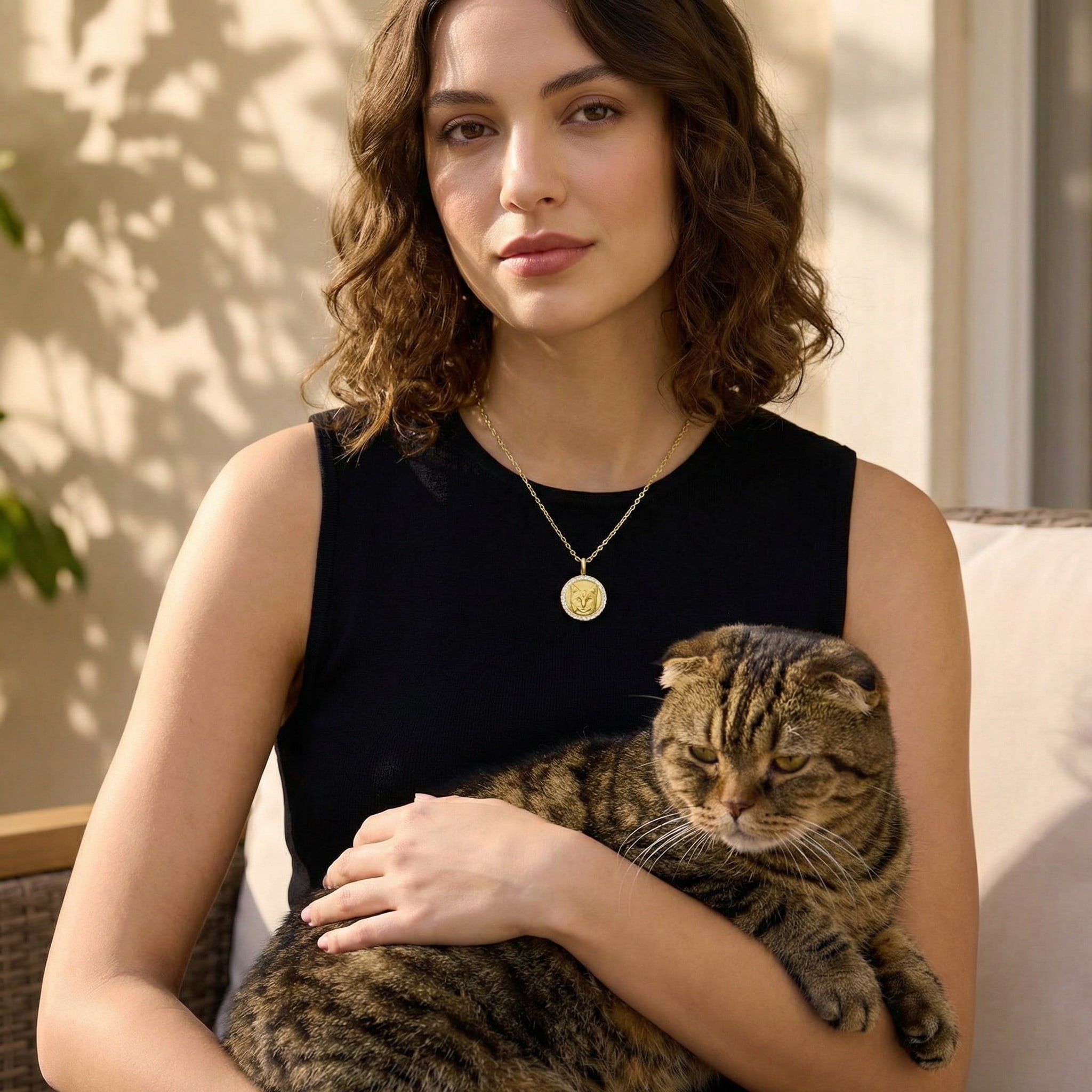 18K Gold Plated Round MemoraCarve Necklace