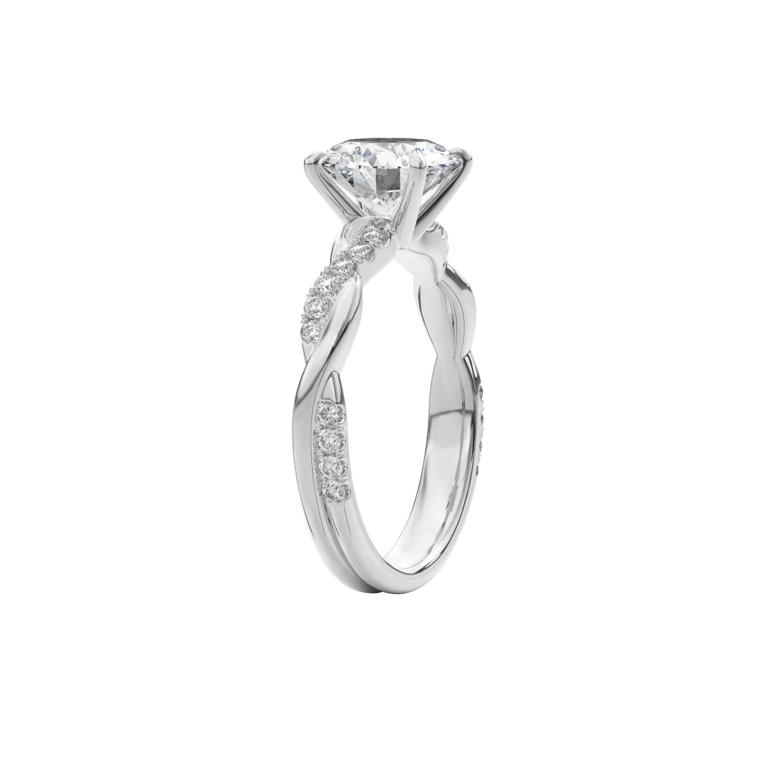 Rhea Twisted Pave Engagement Ring Round•White Gold