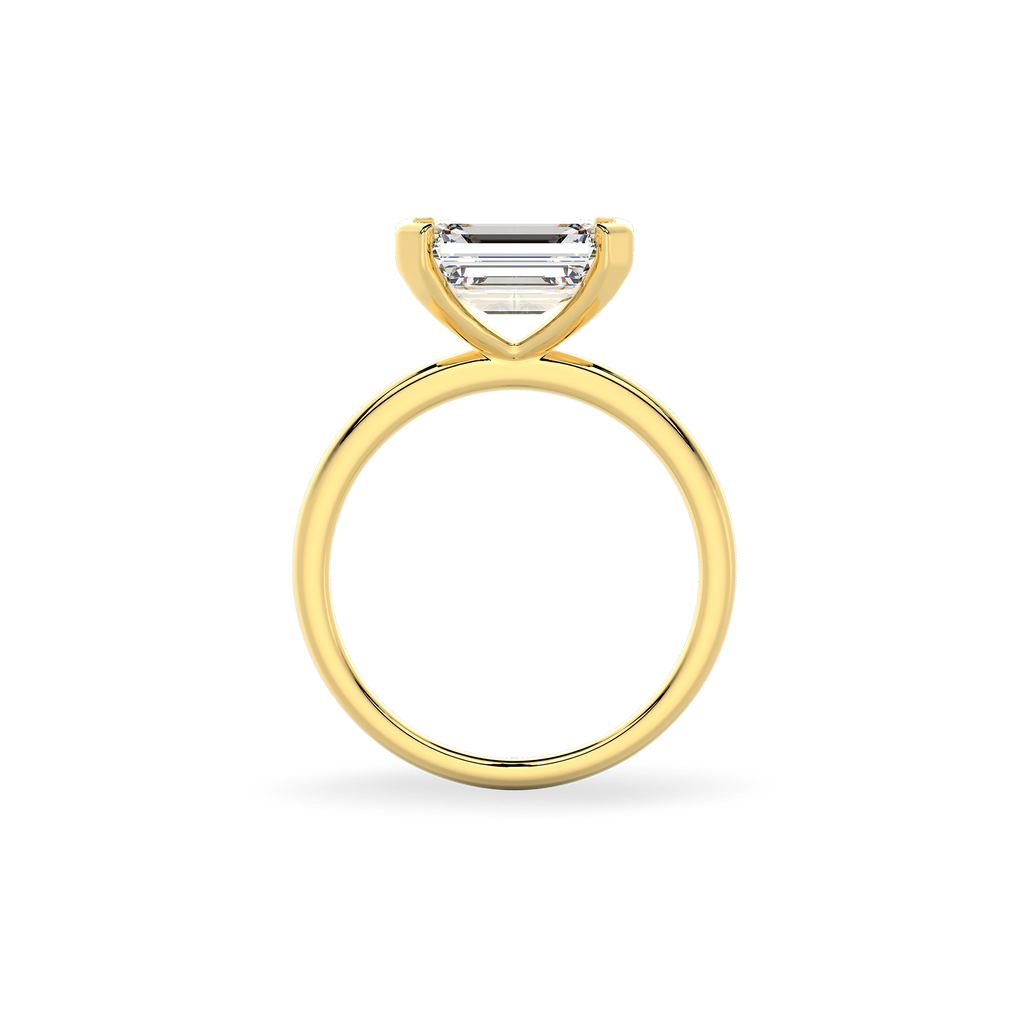 Classic Emerald Half-Bezel Set Diamond Ring in 14K Yellow Gold