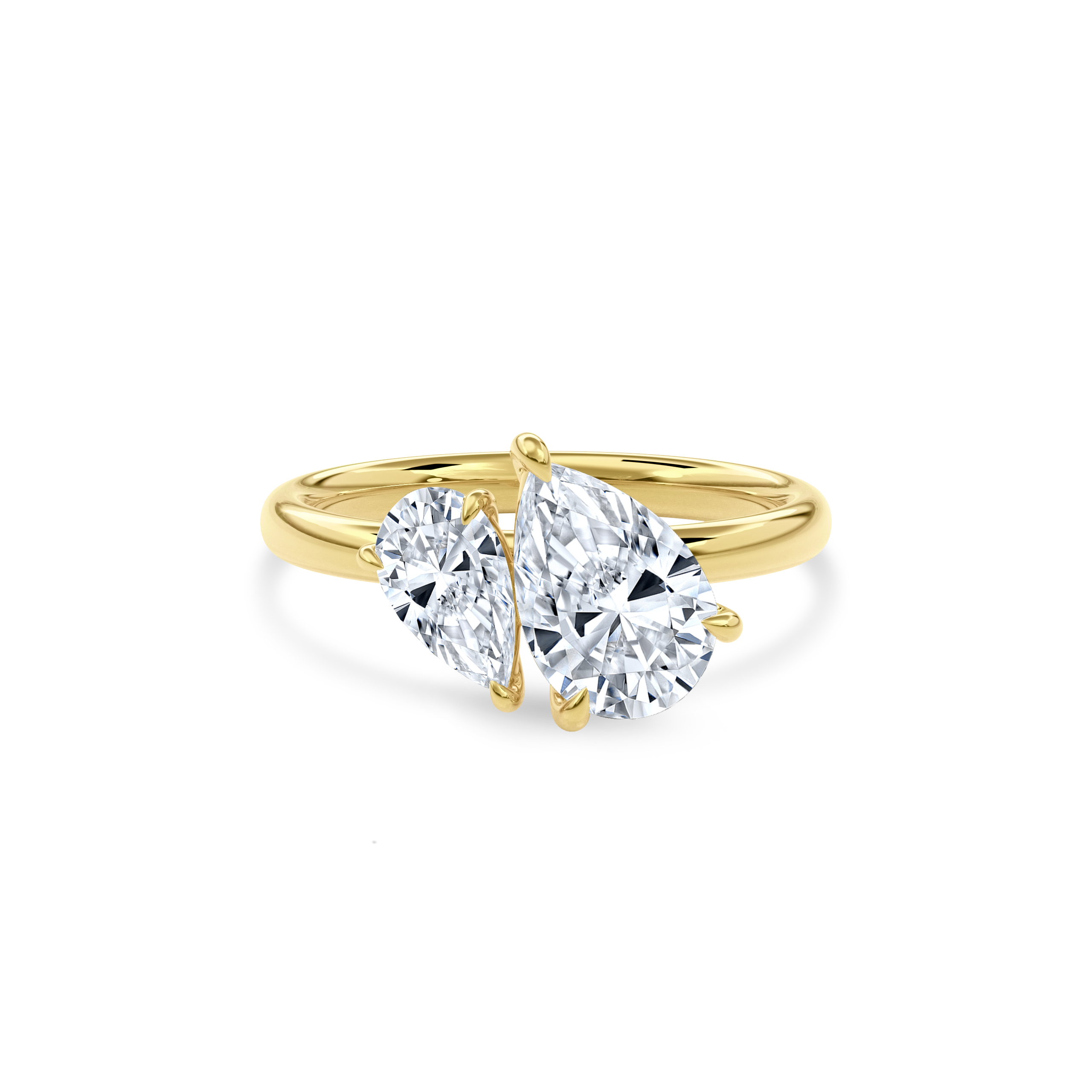 Callisto Two Stones Engagement Ring Pear•Yellow Gold
