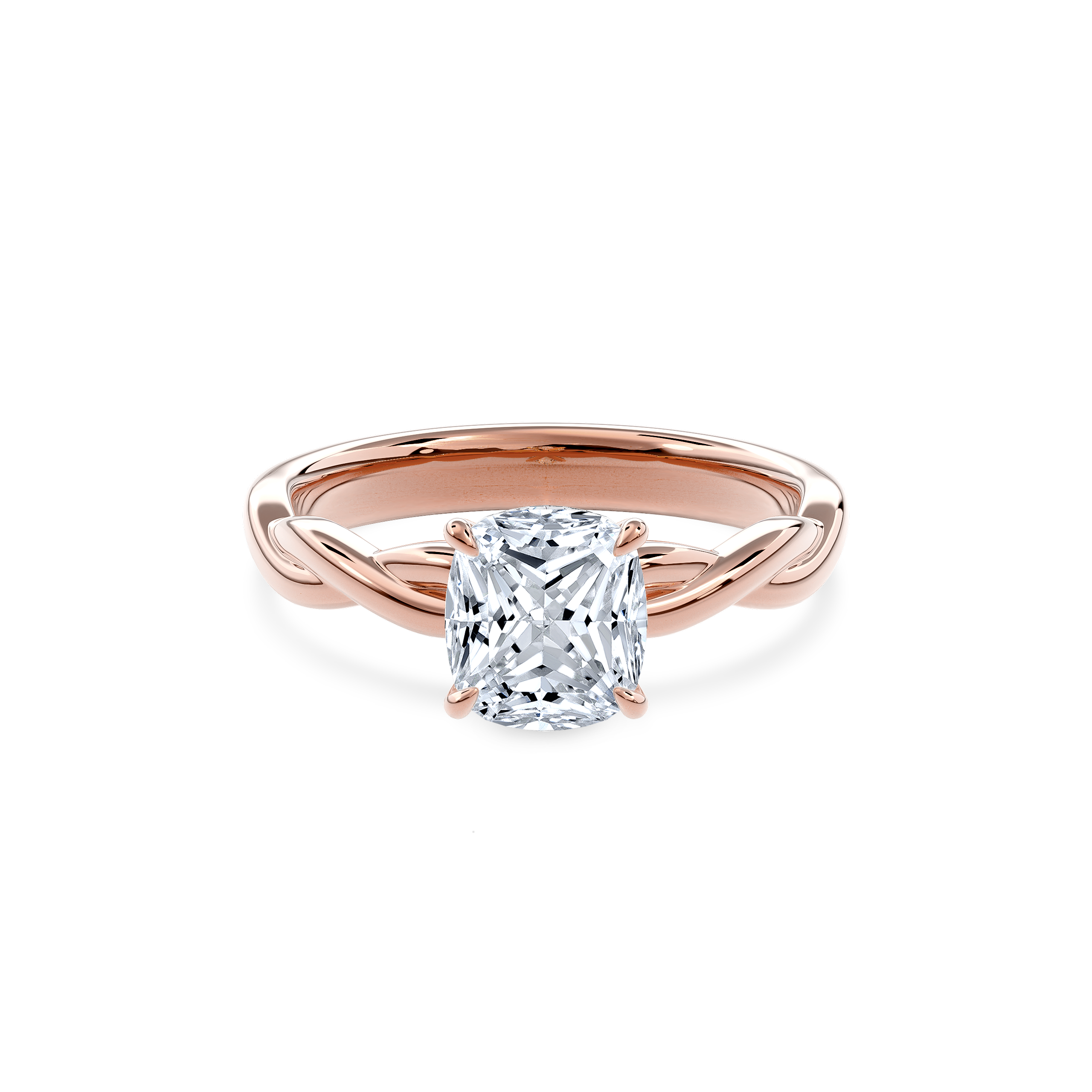 Rhea Twisted Engagement Ring Cushion•Rose Gold