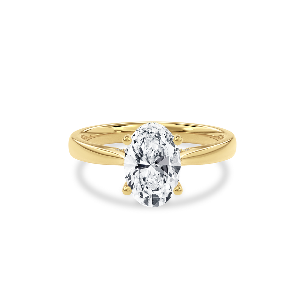 Elara Hidden Halo Salitaire Engagement Ring Oval•Yellow Gold