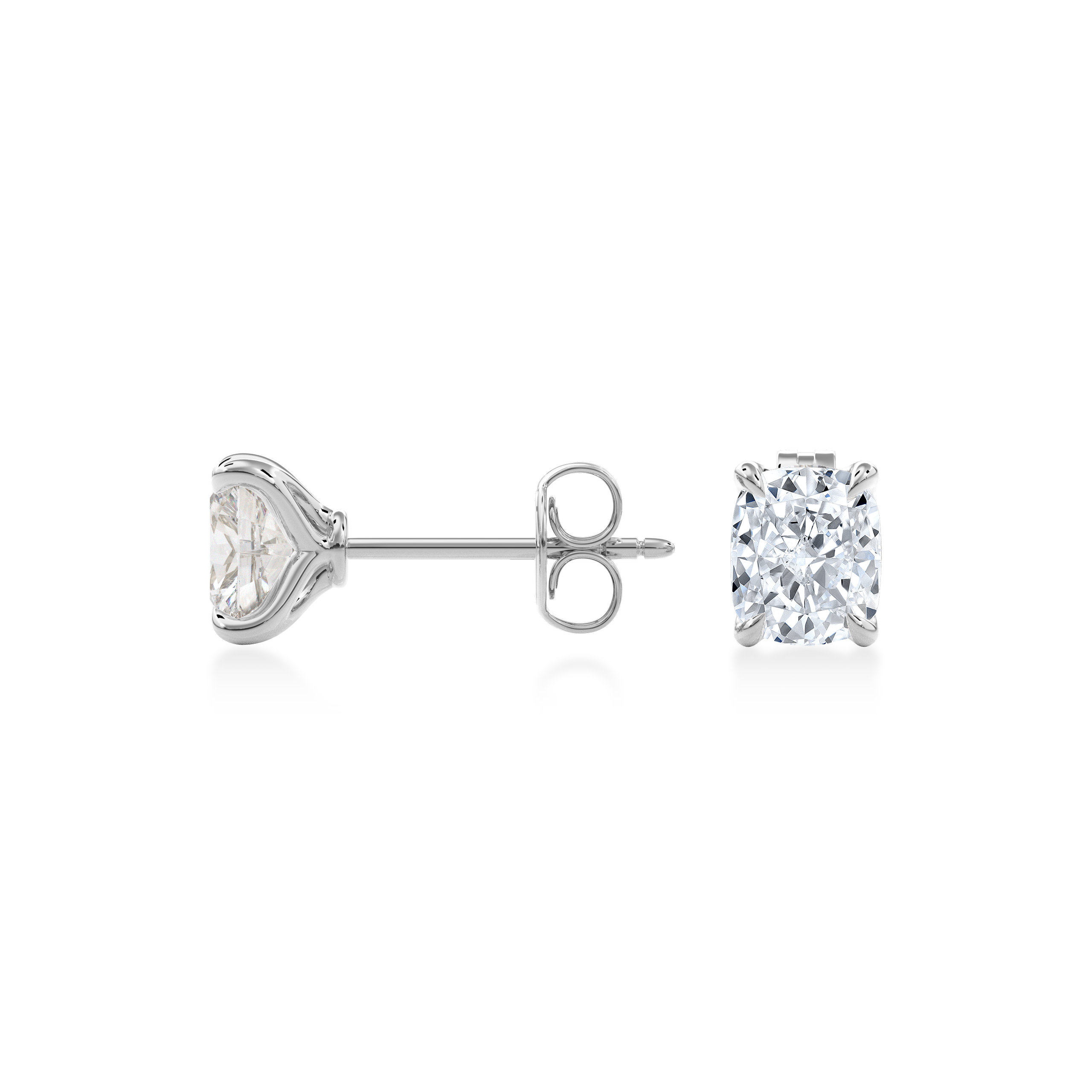 Dia Solitaire Single Stud Earring Cushion•White Gold