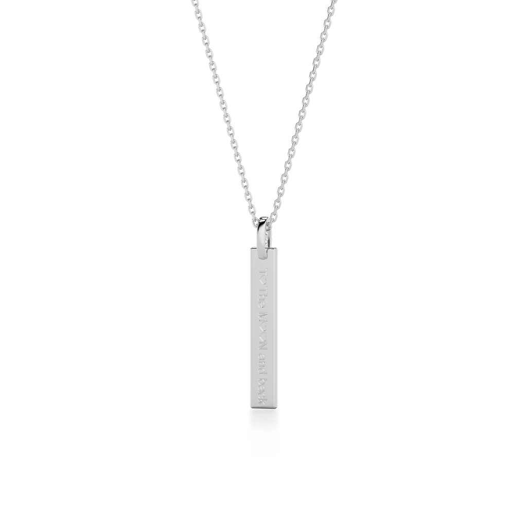 Rhodium Plated Long Rectangle Engravable Pendant SP003