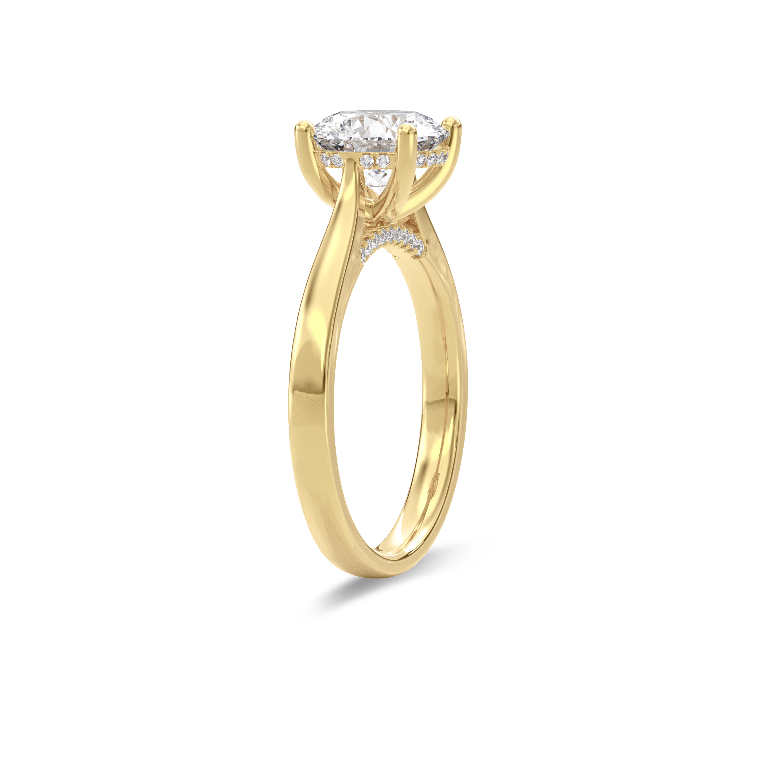 Elara Hidden Halo Salitaire Engagement Ring Round•Yellow Gold