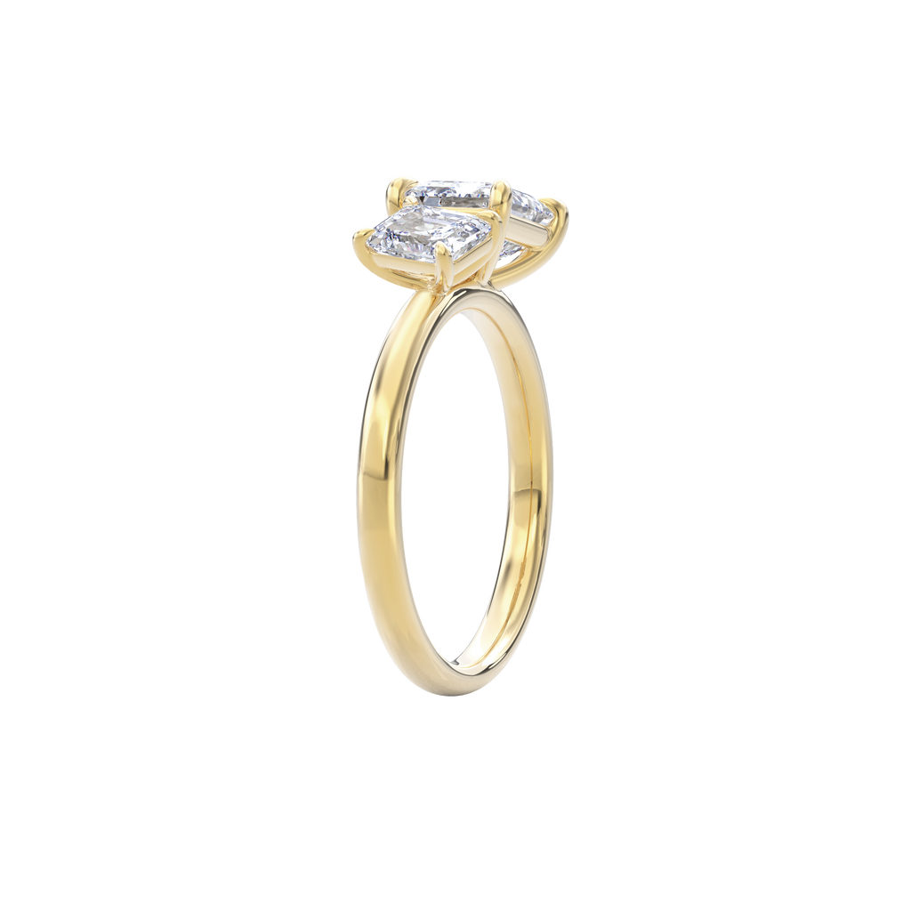 Callisto Two Stones Engagement Ring Emerald•Yellow Gold