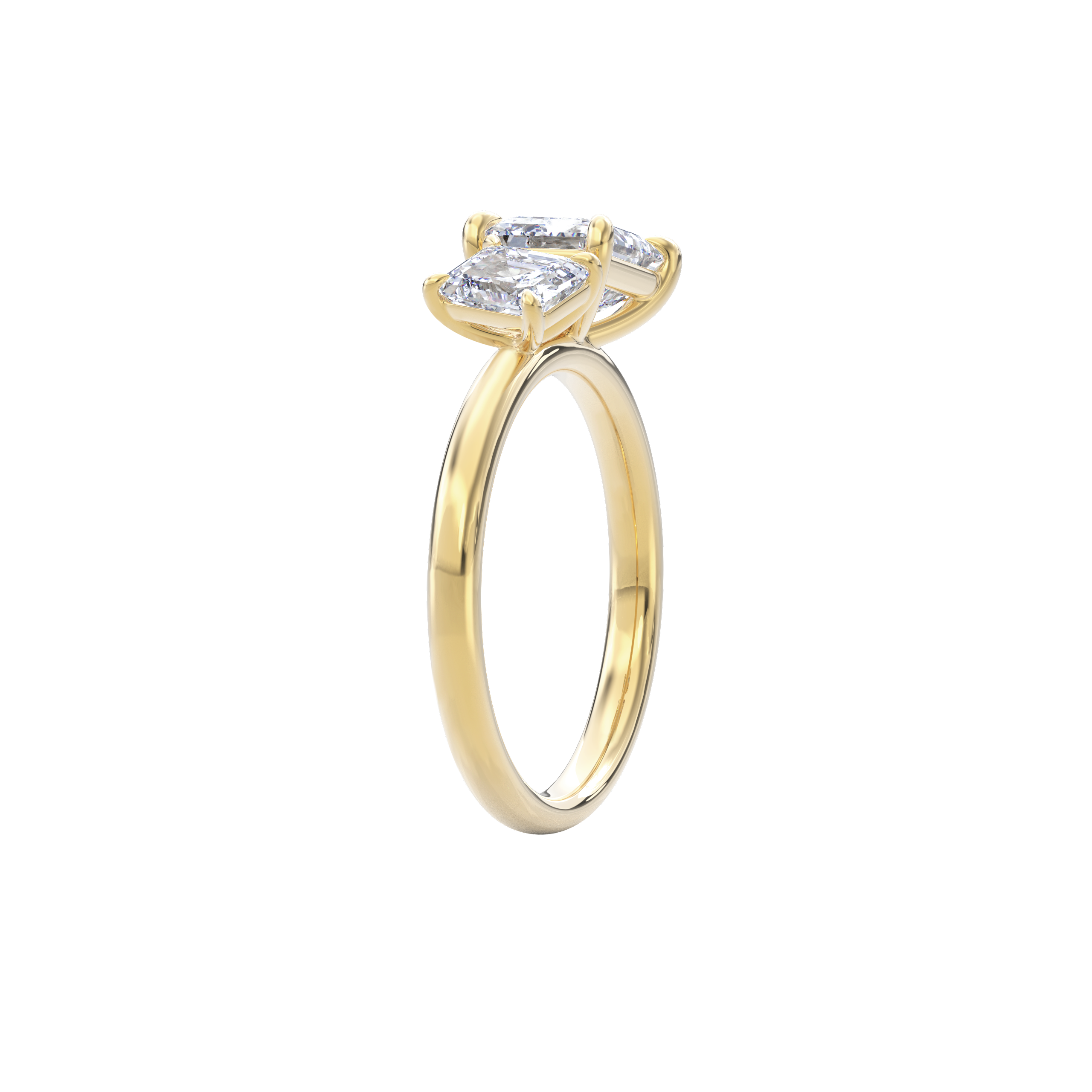 Callisto Two Stones Engagement Ring Emerald•Yellow Gold
