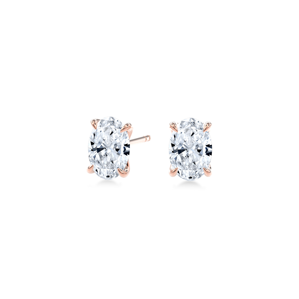 Dia Oval LGD Classic Stud Earring in 14K Rose Gold (Single Earring)