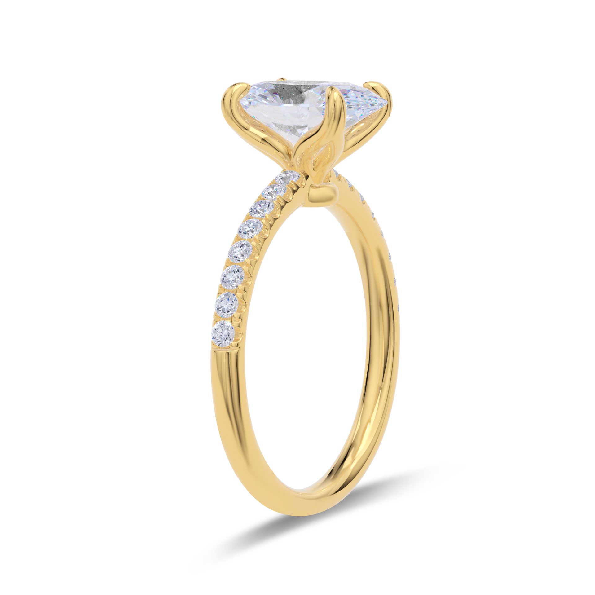 Dia Solitaire Pave Engagement Ring Oval•Yellow Gold