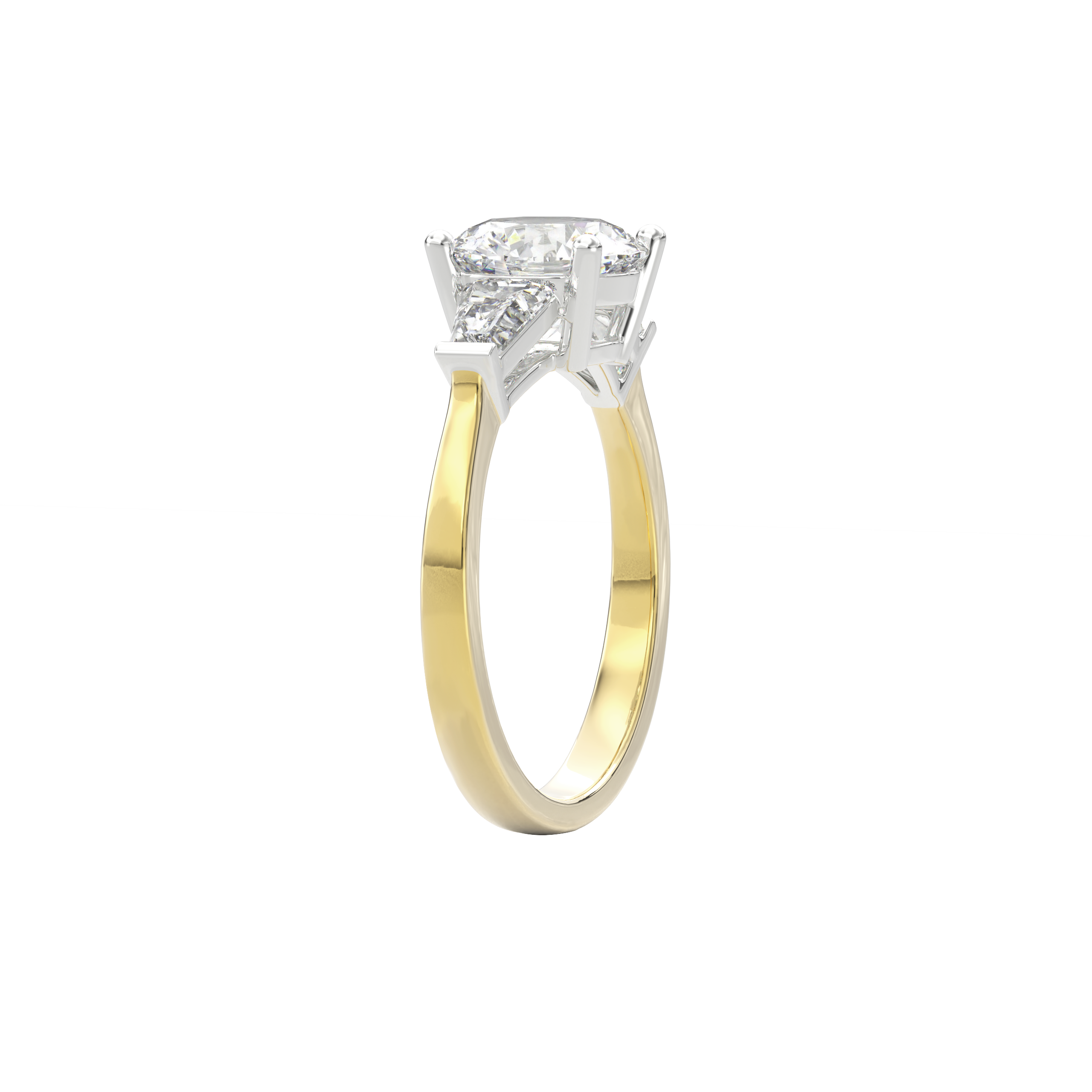 Daphnis Three Stones Engagement Ring Round•Yellow Gold