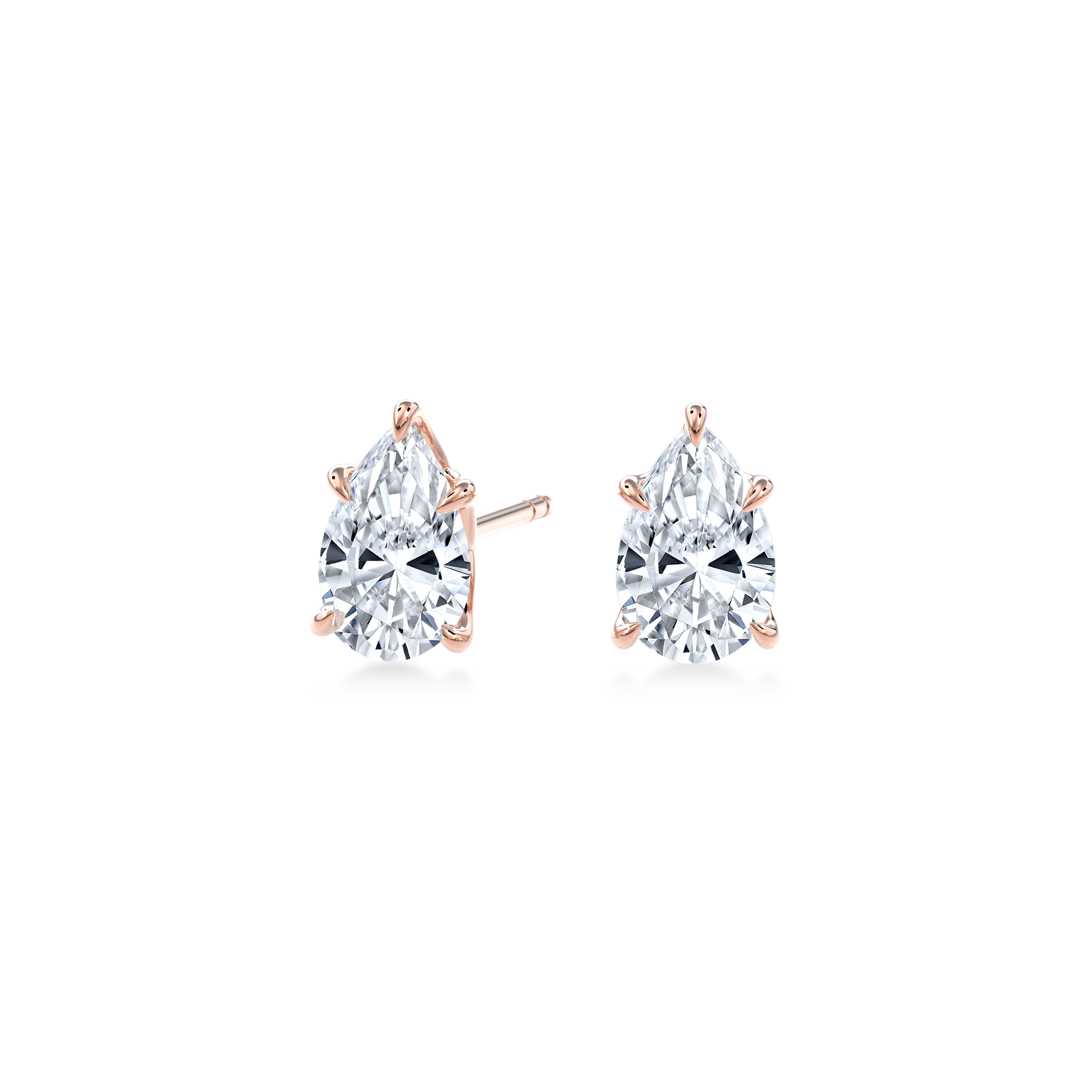 Dia Solitaire Single Stud Earring Pear•Rose Gold