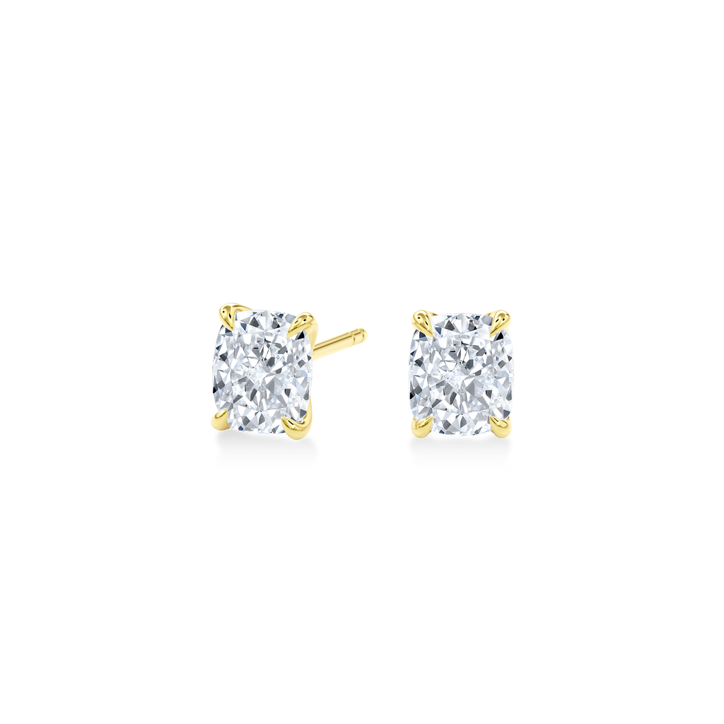 Dia Solitaire Single Stud Earring Cushion•Yellow Gold