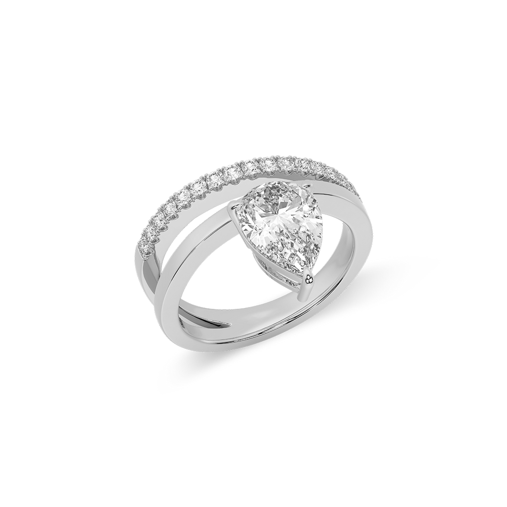 Vow Meteor Pear Ring in 14k White Gold