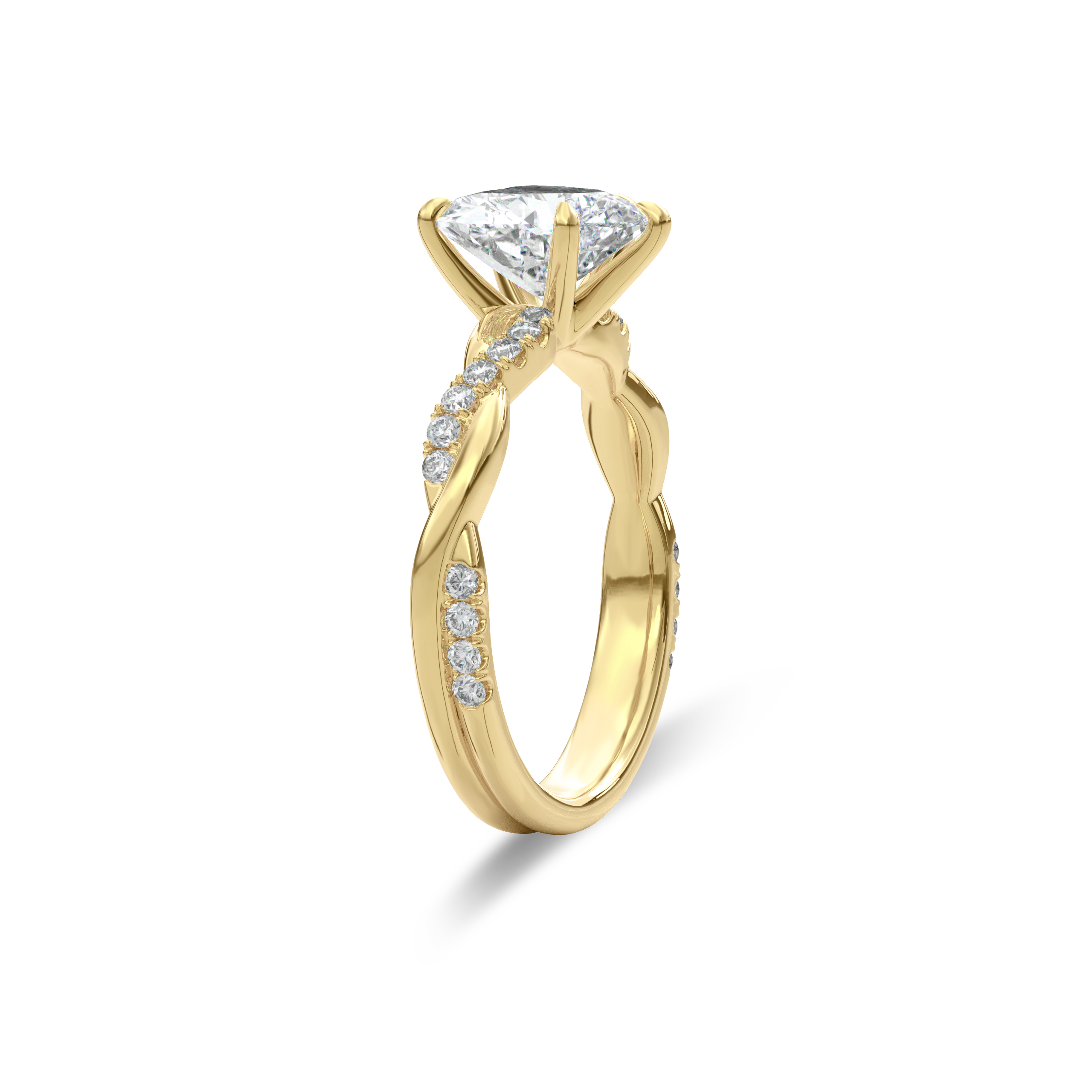 Rhea Twisted Pave Engagement Ring Pear•Yellow Gold