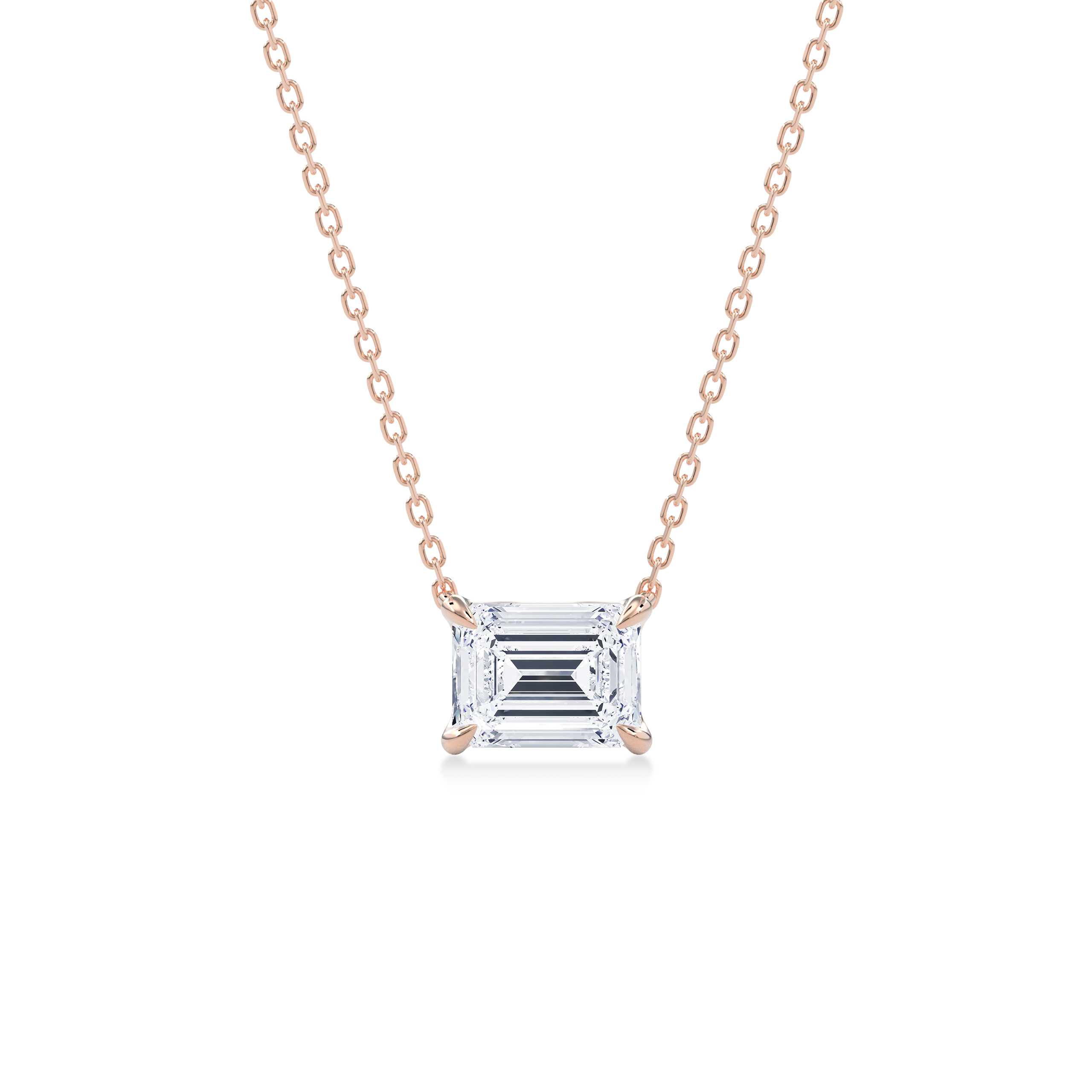 Dia Solitaire Necklace Emerald•Rose Gold