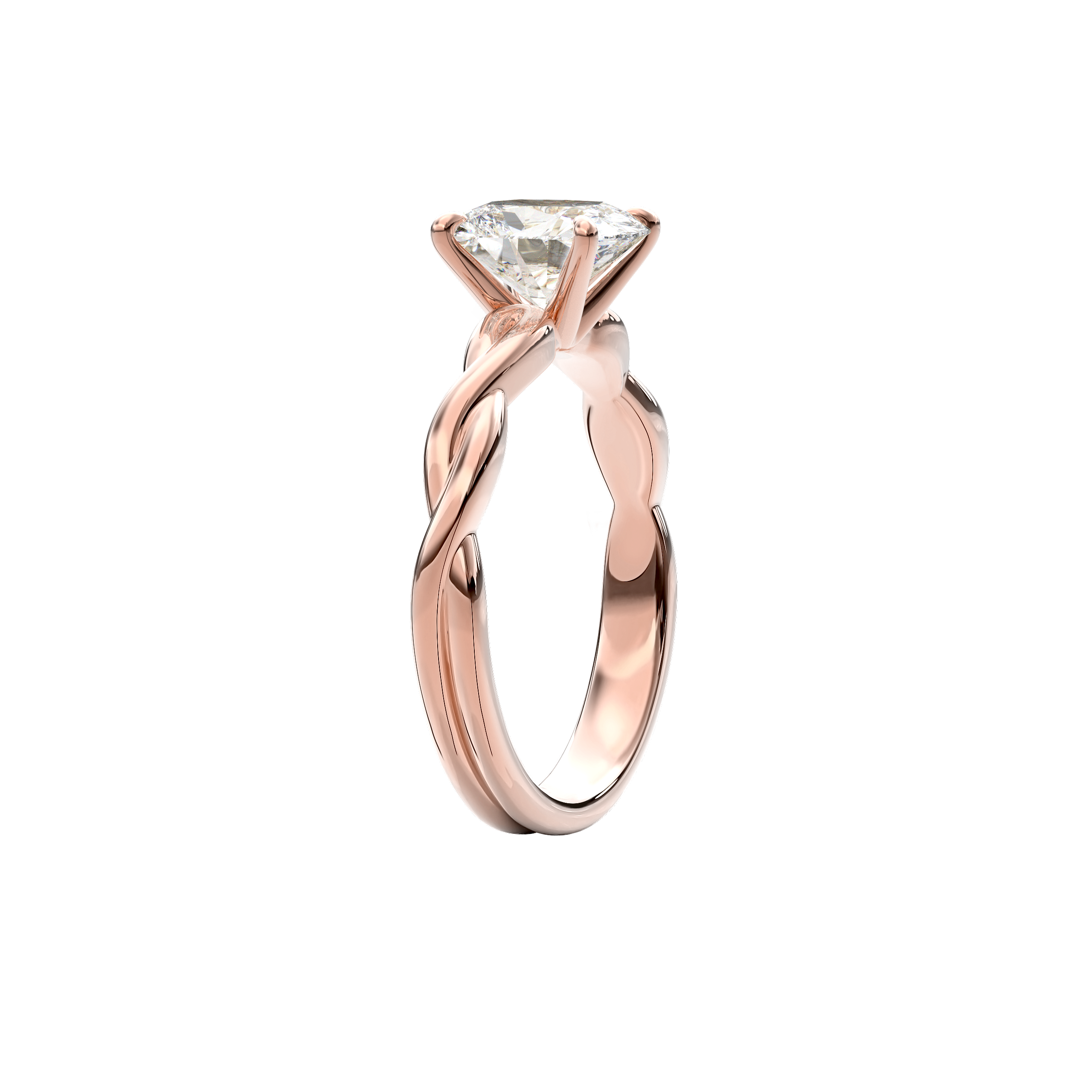 Rhea Twisted Engagement Ring Cushion•Rose Gold