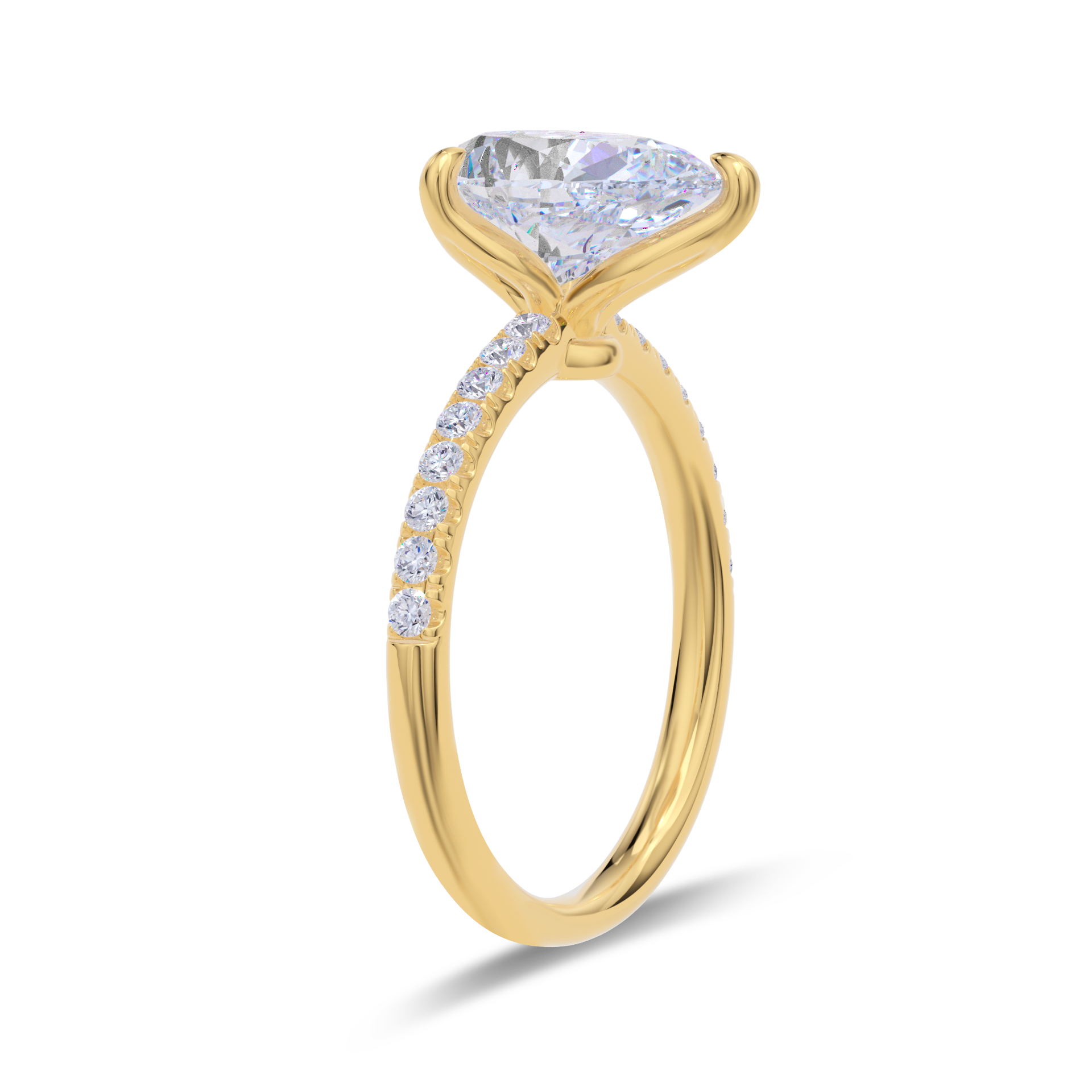 Dia Solitaire Pave Engagement Ring Pear•Yellow Gold