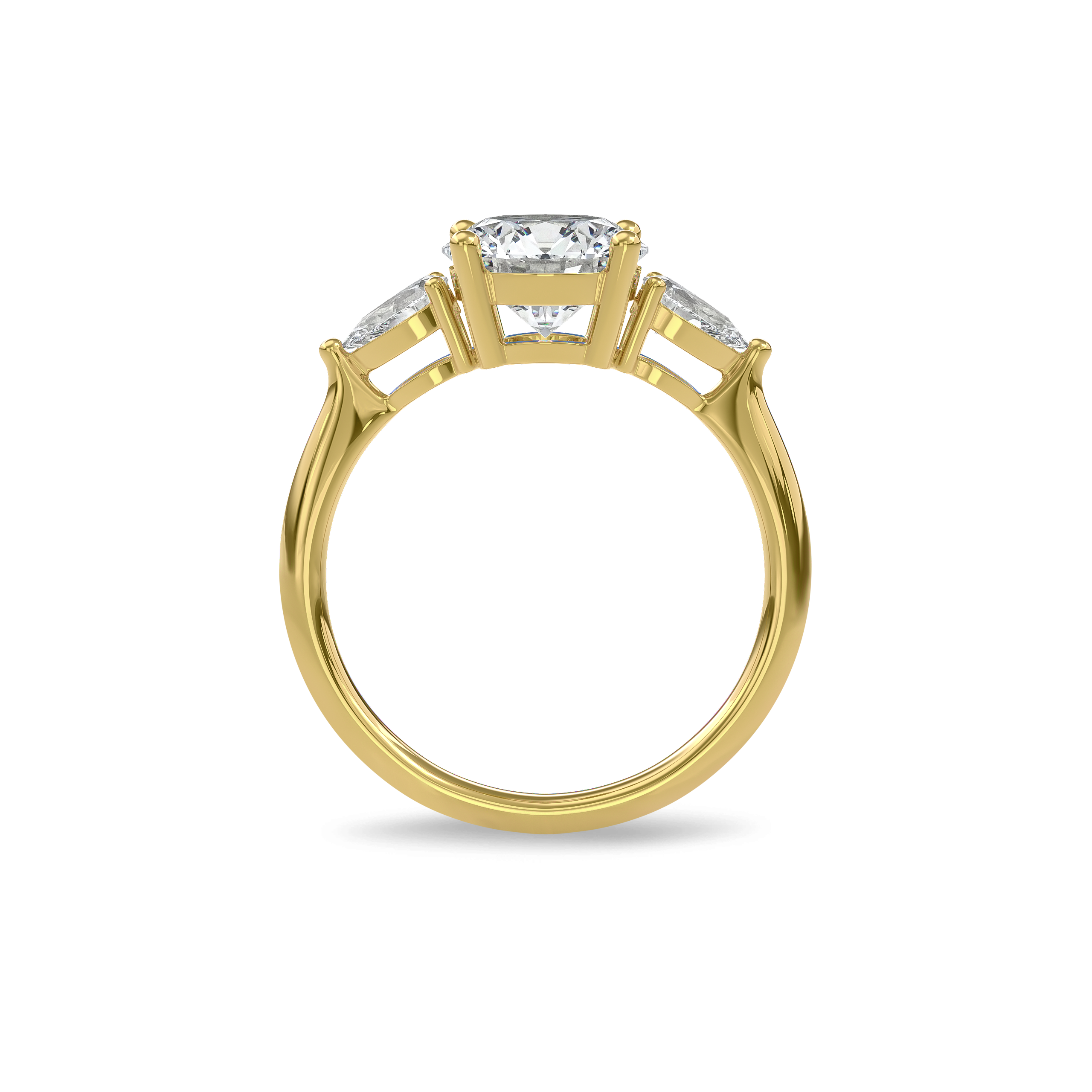 Daphnis Three Stones Engagement Ring Round•Yellow Gold