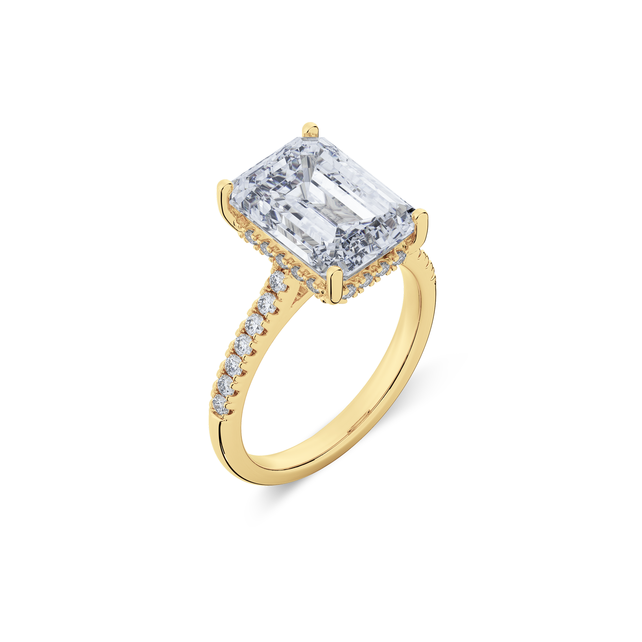 Hidden Halo II Emerald  Lab Grown Diamond Ring in 14K Gold