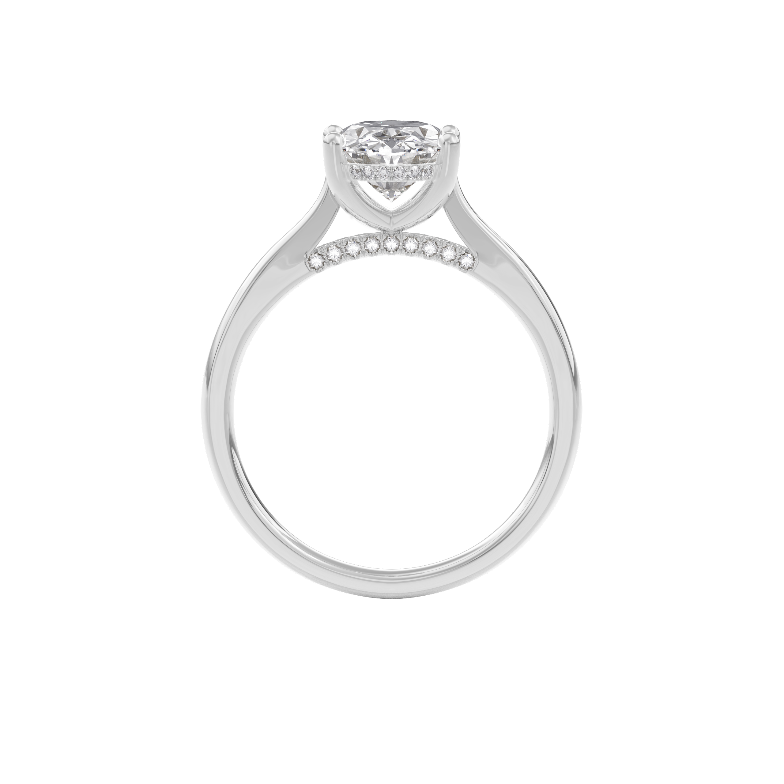 Elara Hidden Halo Salitaire Engagement Ring Oval•White Gold