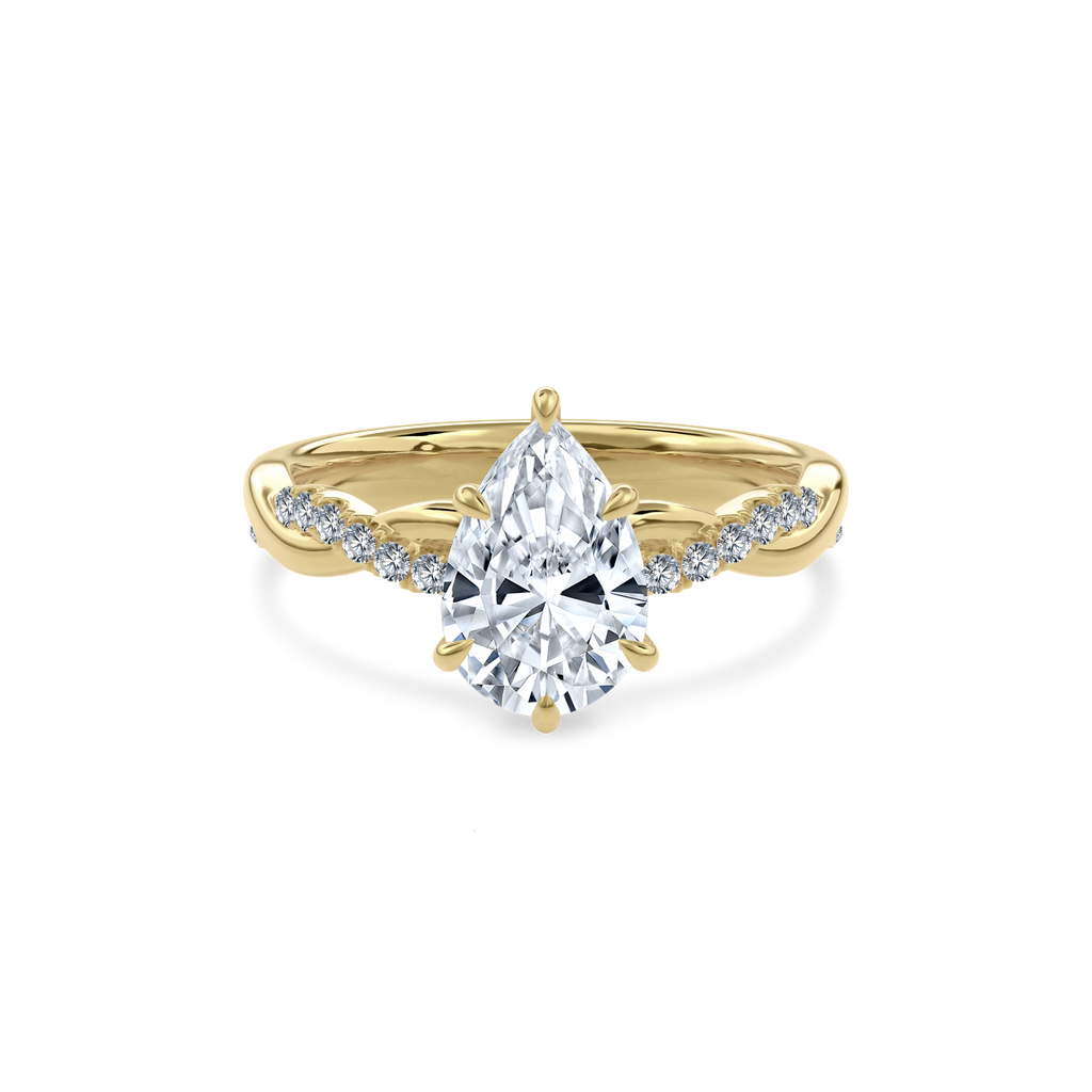 Rhea Twisted Pave Engagement Ring Pear•Yellow Gold
