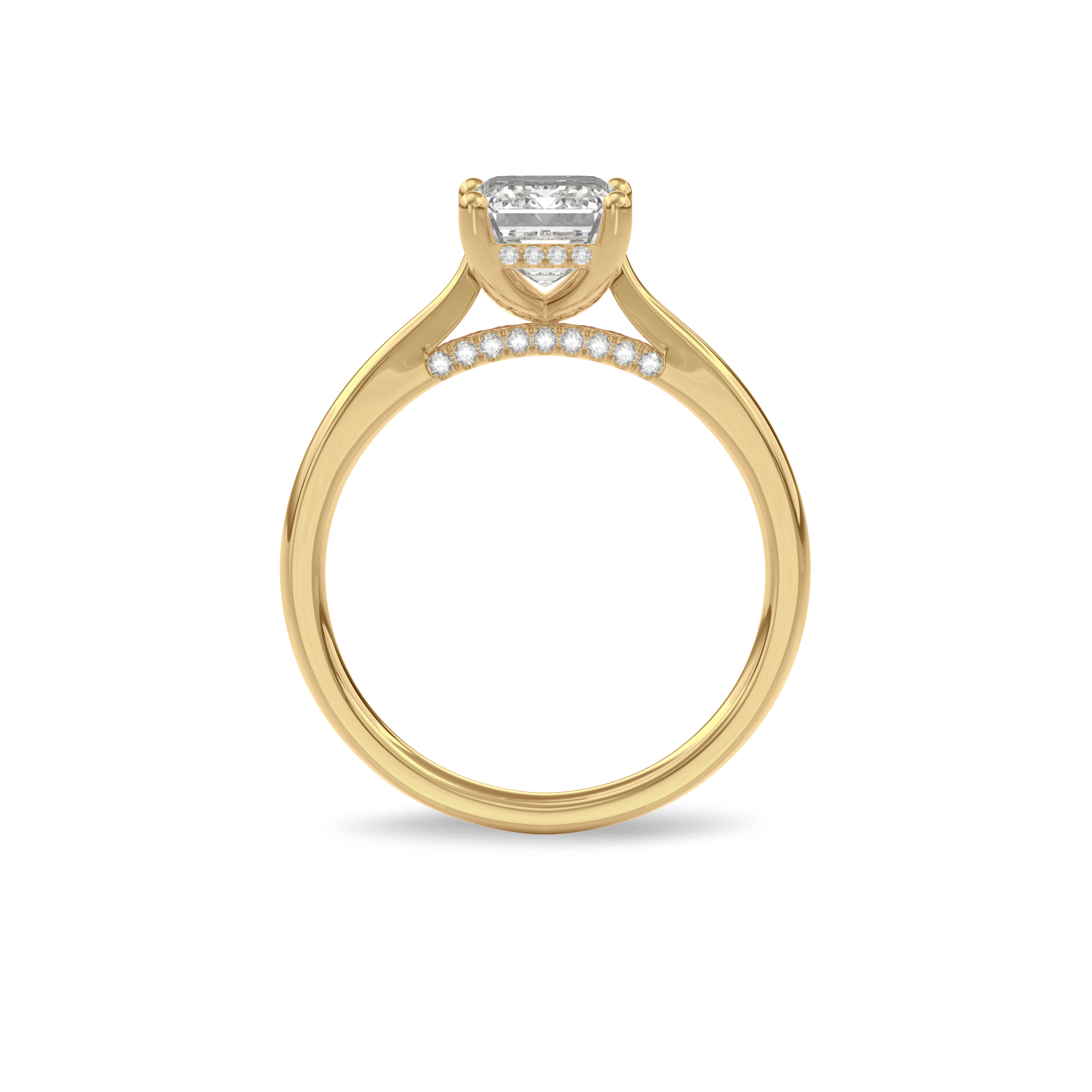 Elara Hidden Halo Salitaire Engagement Ring Emerald•Yellow Gold