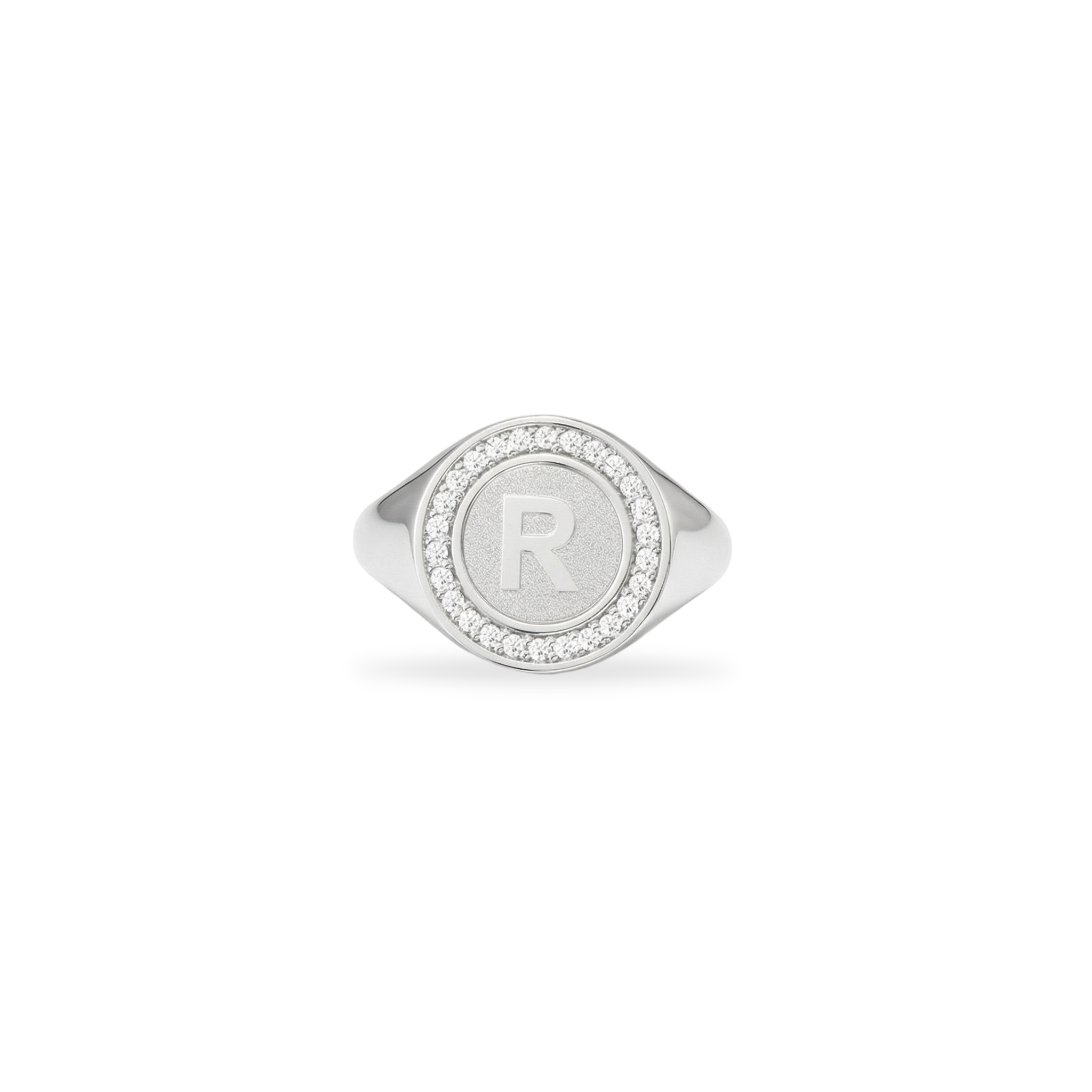 Rhodium Plated Silver Monogram Initial Ring SS25R001R