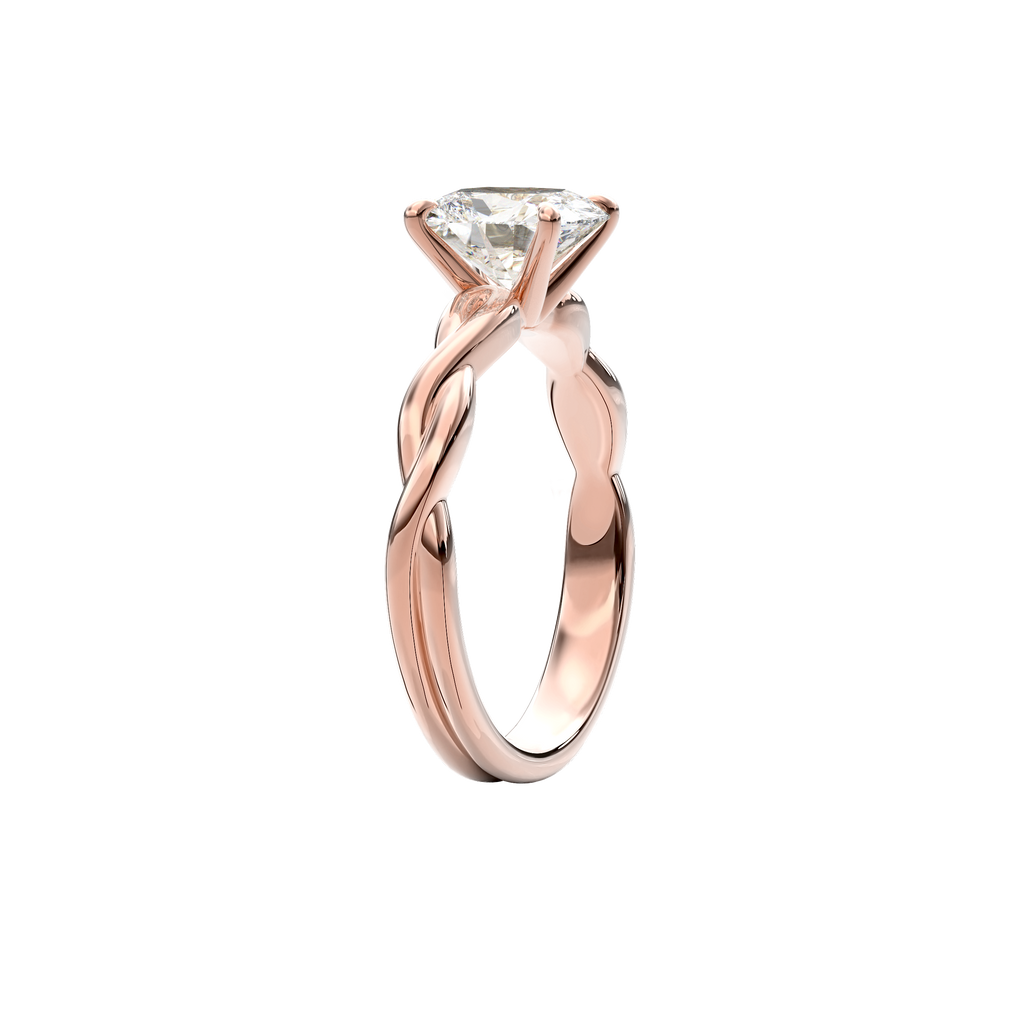 Rhea Twisted Engagement Ring Cushion•Rose Gold