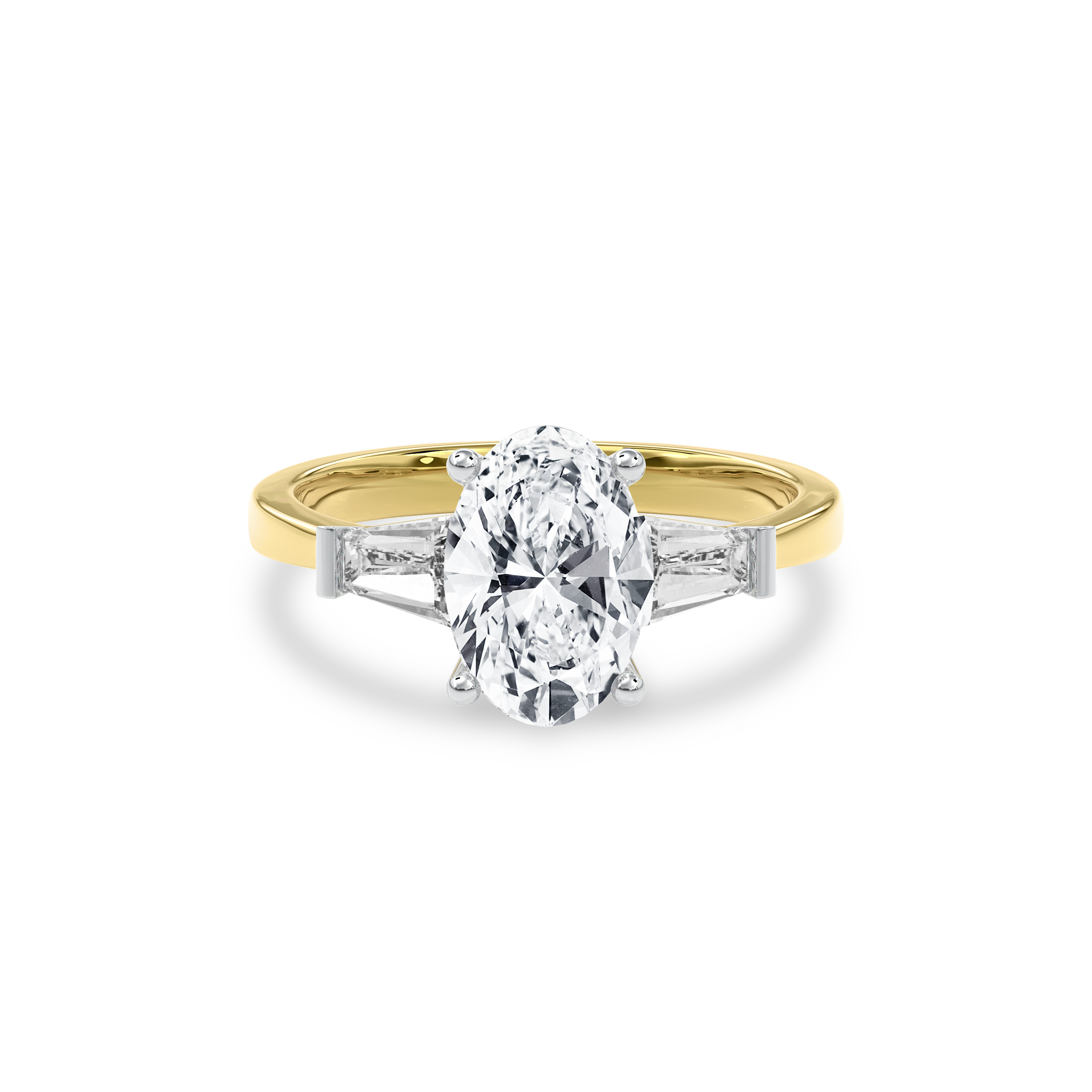 Daphnis Three Stones Engagement Ring Oval•Yellow Gold