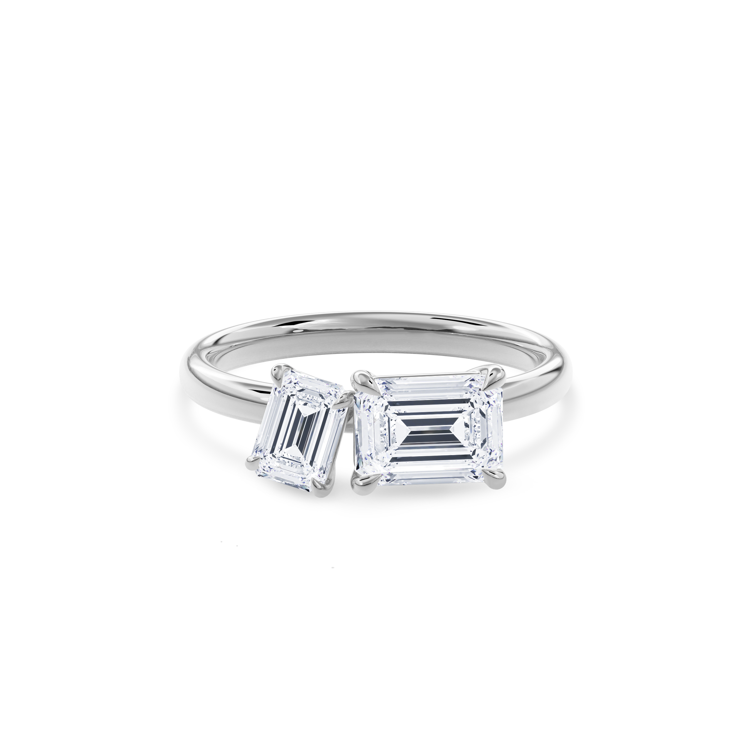 Callisto Two Stones Engagement Ring Emerald•White Gold