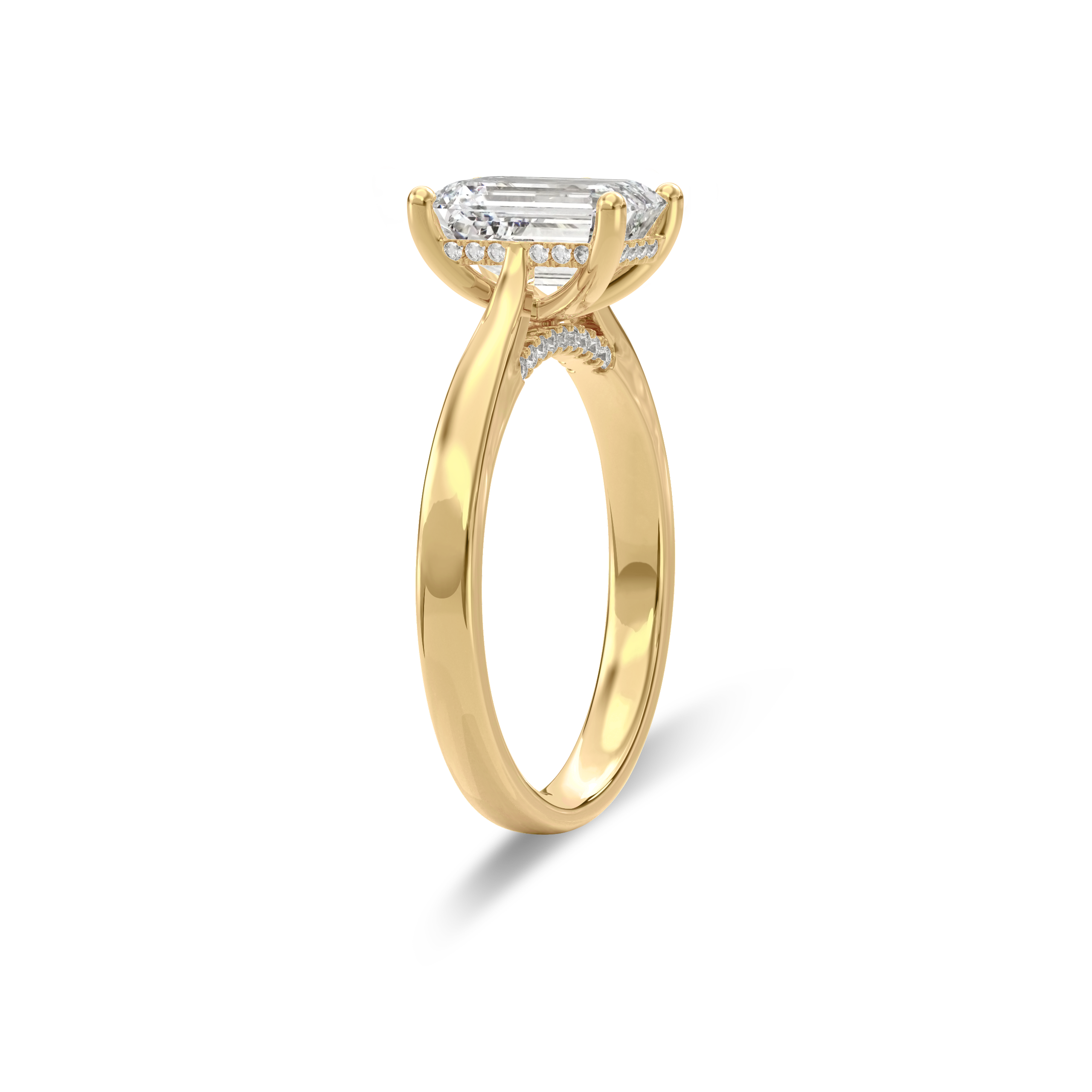 Elara Hidden Halo Salitaire Engagement Ring Emerald•Yellow Gold