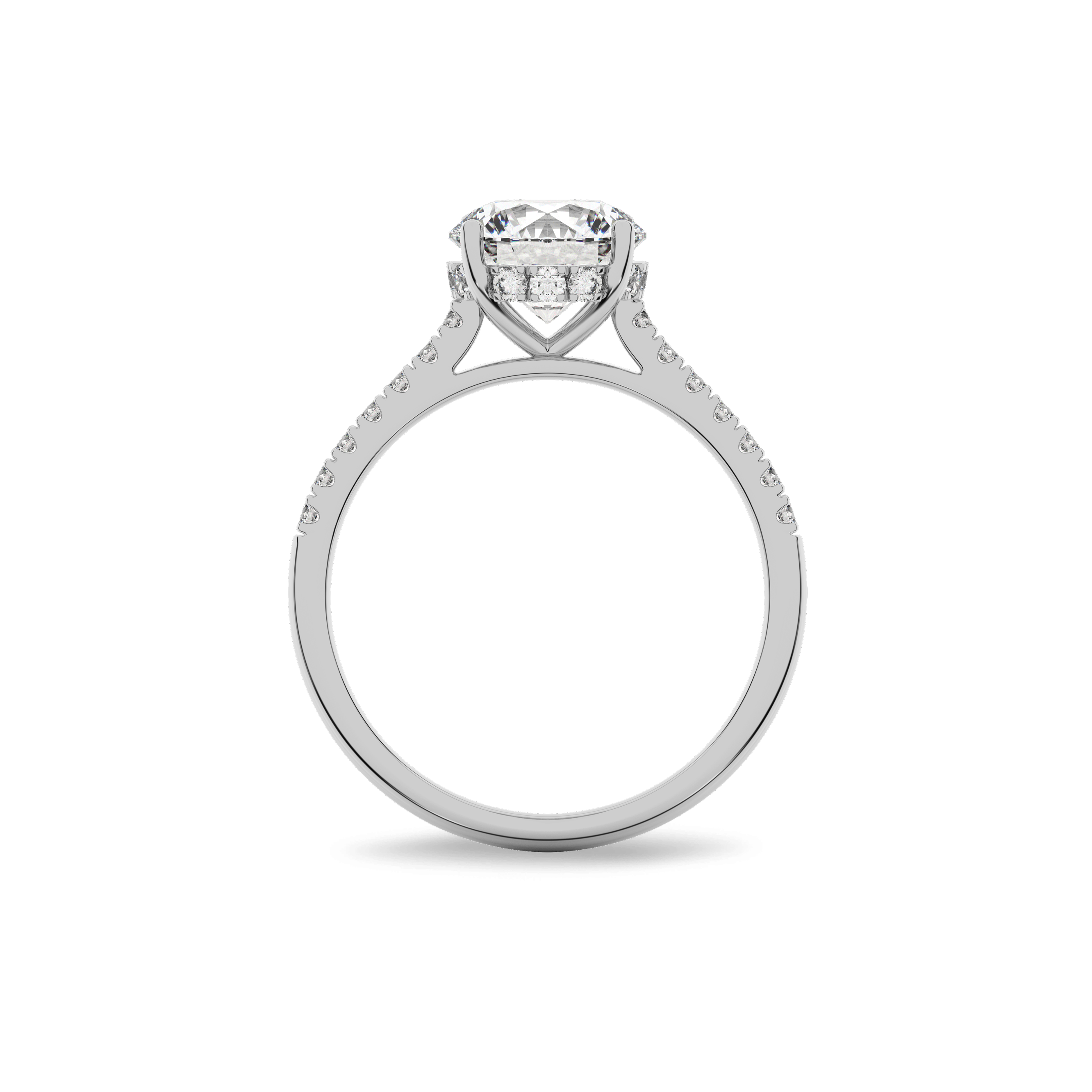 Hidden Halo II Round  Lab Grown Diamond Ring in 14K White Gold