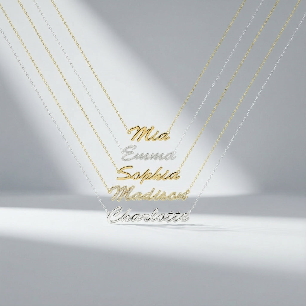 Rhodium Plated Classic Name Necklace SN020R