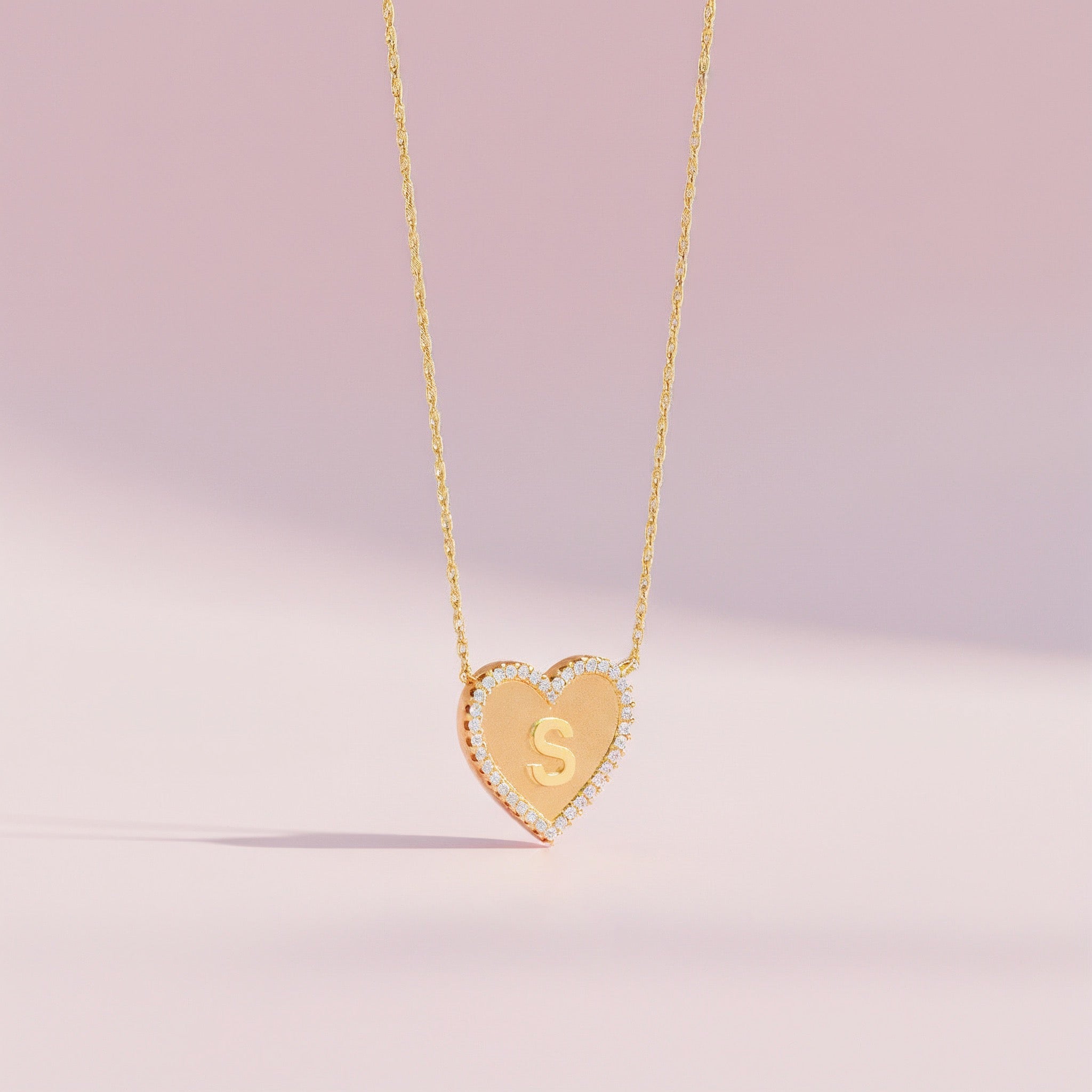18k Gold Plated Silver Heart Initial Necklace AW24N003G