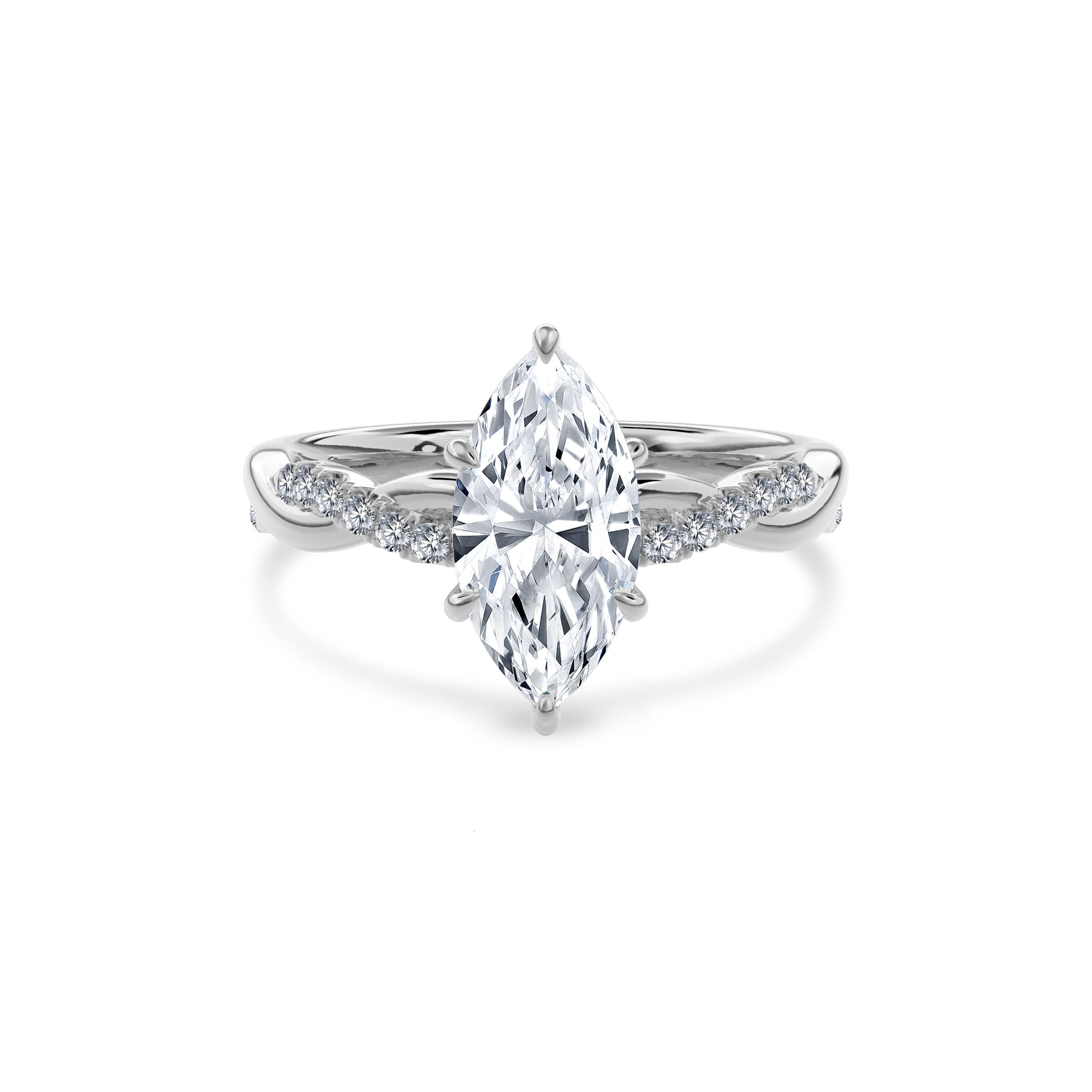 Rhea Twisted Pave Engagement Ring Marquise•White Gold