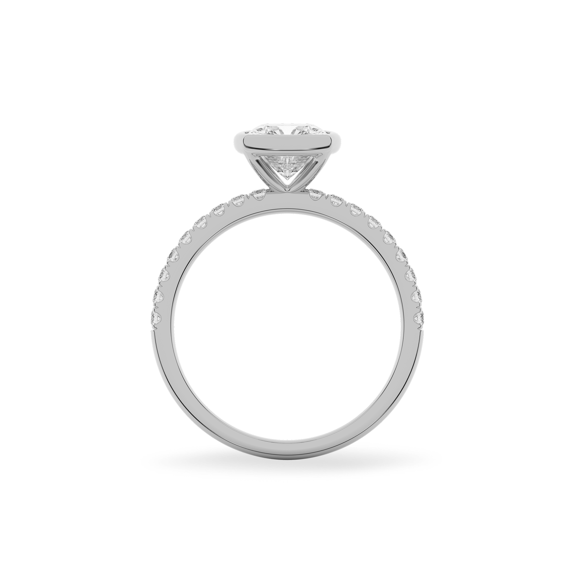 Luxe Cushion Bezel Set Diamond Ring in White Gold
