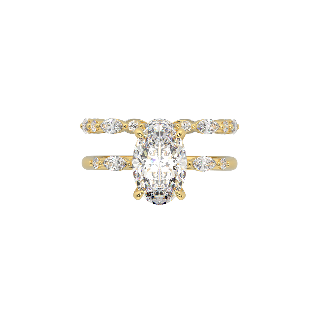 The Lumera Marquise & Round Half Band Engagement Ring in 14K Gold