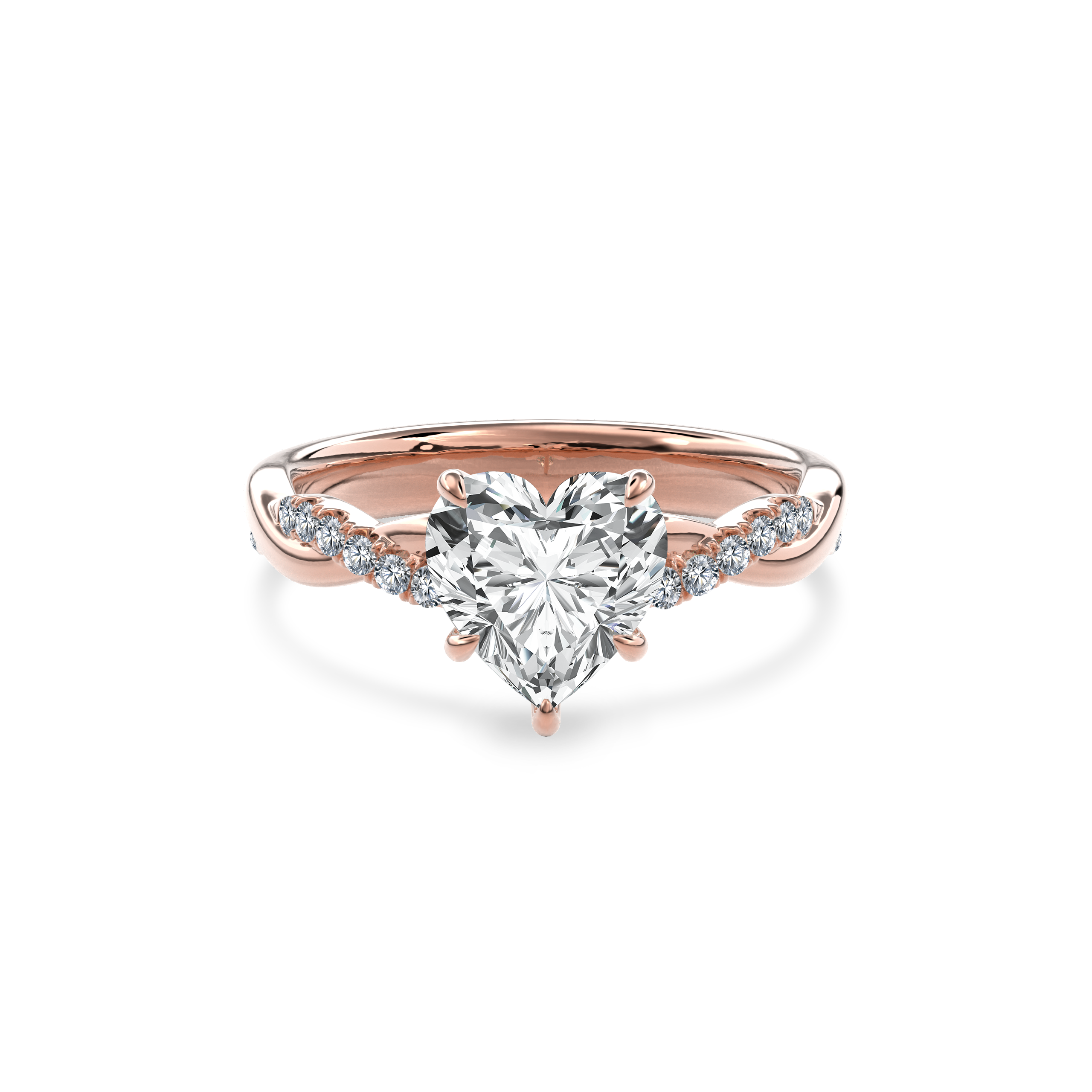 Rhea Twisted Pave Engagement Ring Heart•Rose Gold