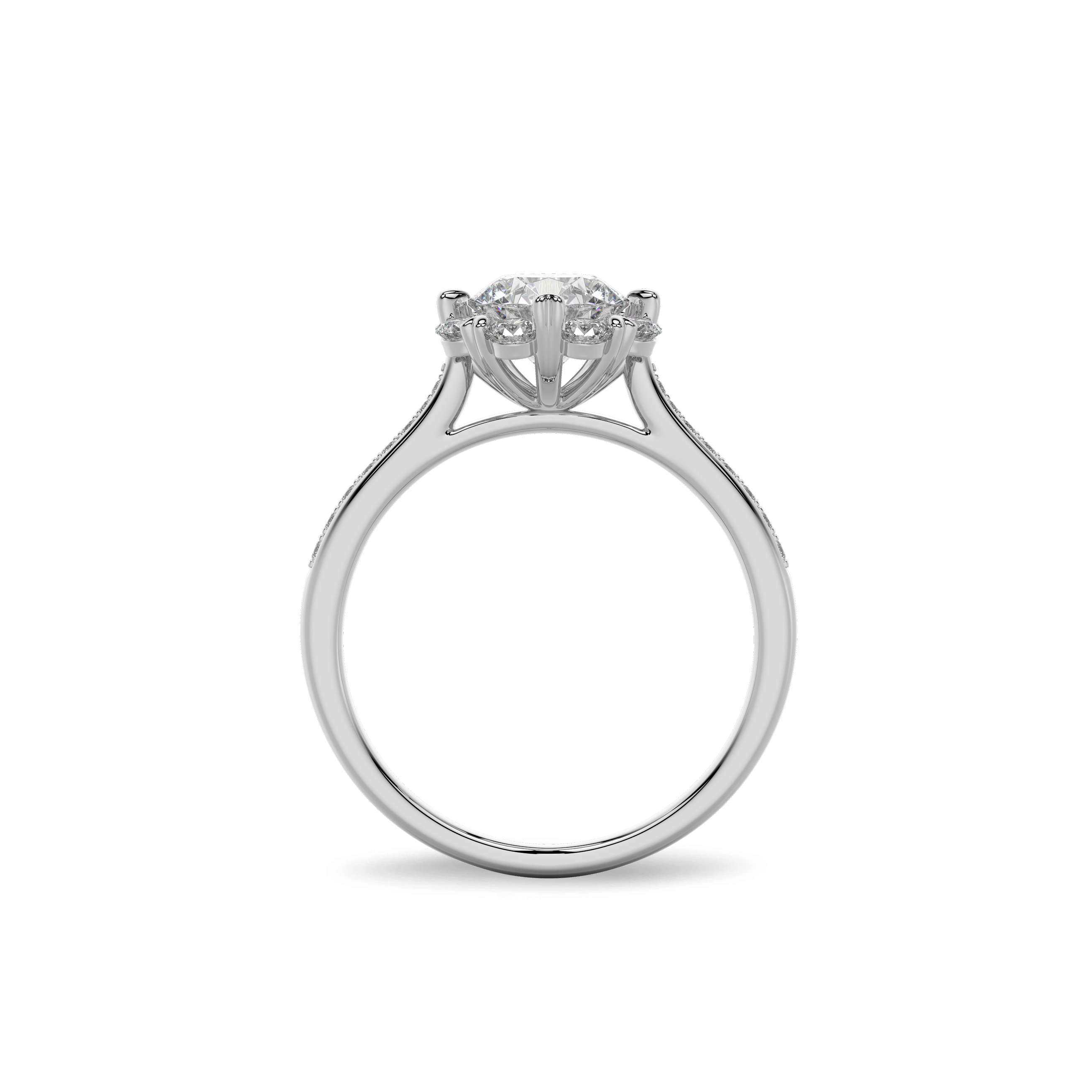 Bouquet Pave Ring Round White Gold