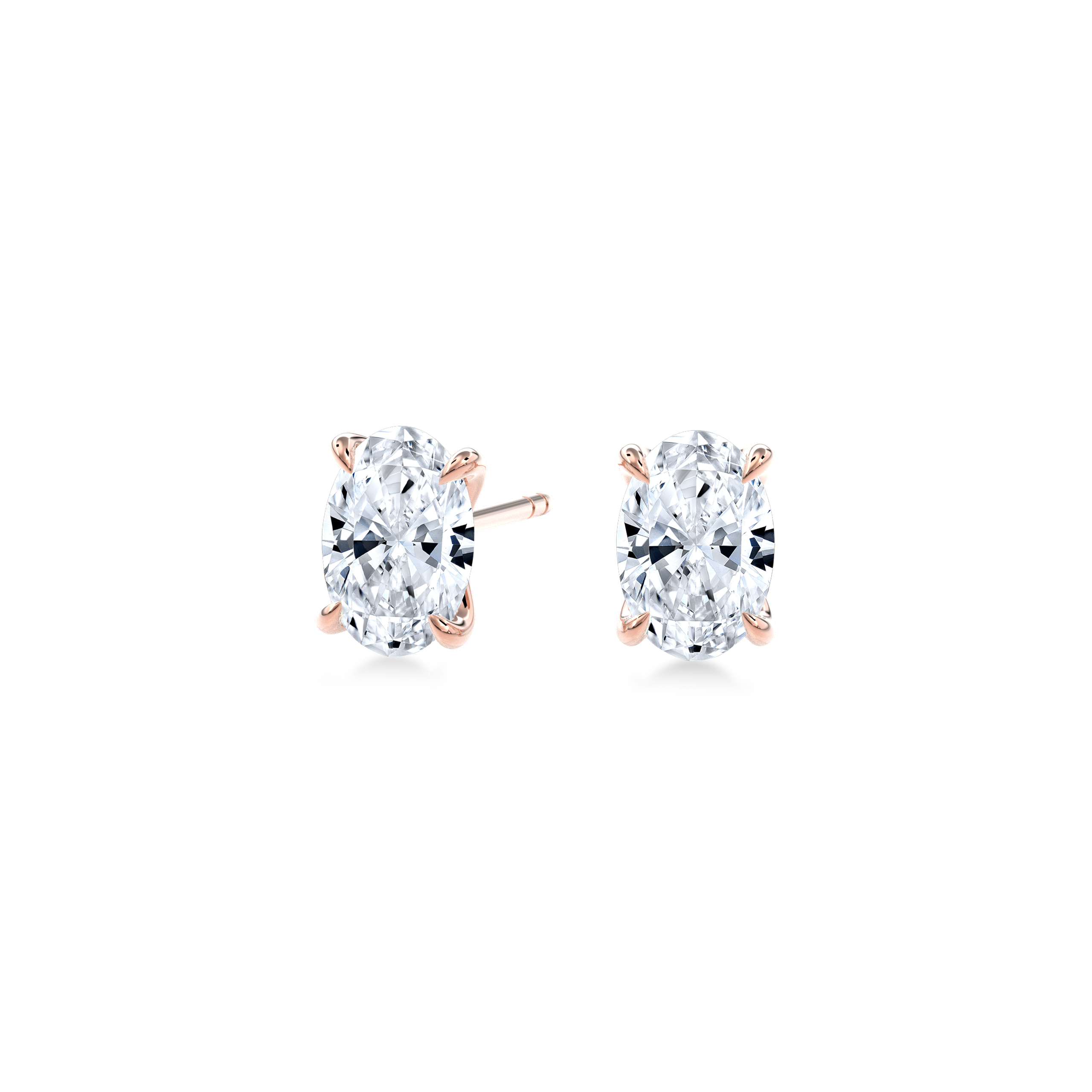 Dia Oval LGD Classic Stud Earring in 14K Rose Gold (Single Earring)