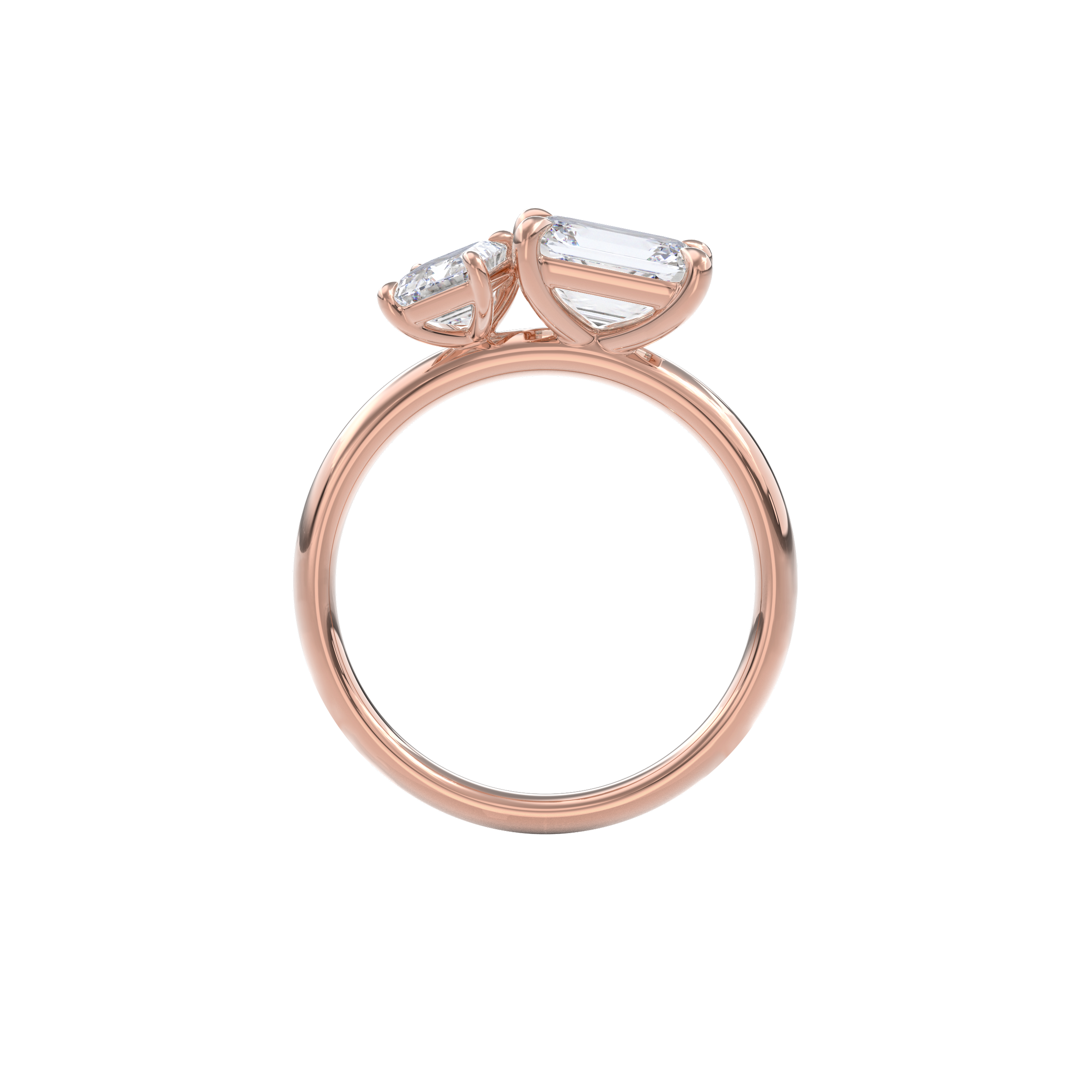 Callisto Two Stones Engagement Ring Emerald•Rose Gold