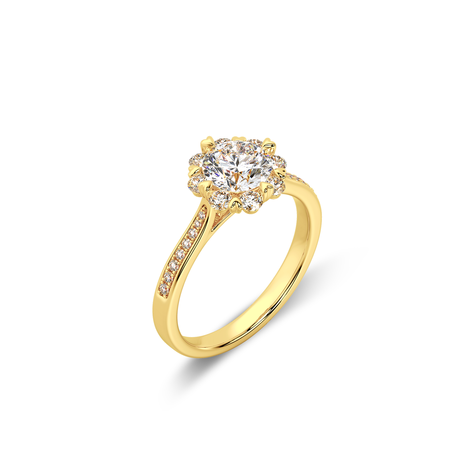Bouquet Pave Ring Round 18K Yellow Gold