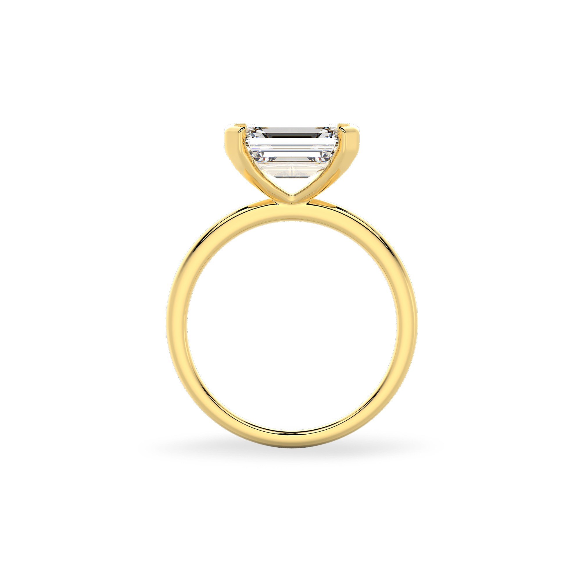 Classic Emerald Half-Bezel Set Diamond Ring in 14K Yellow Gold