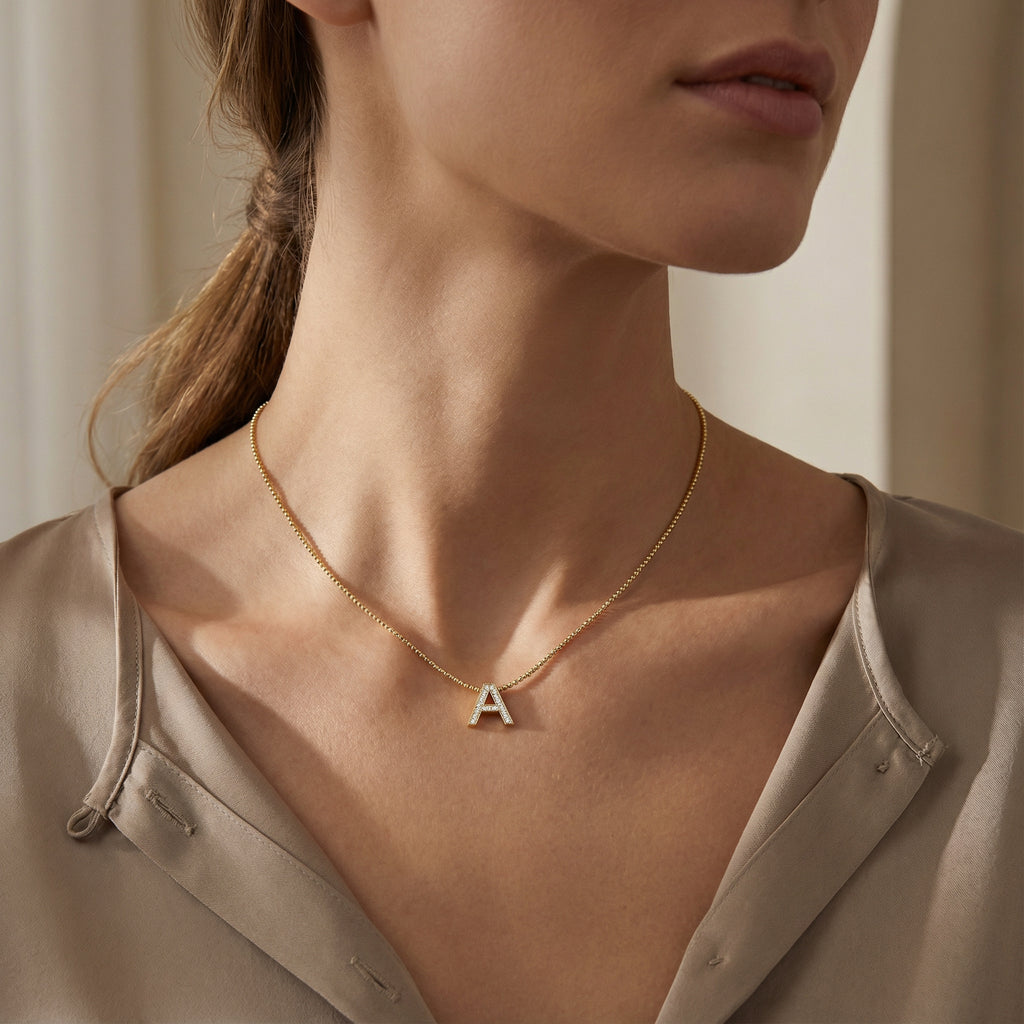 18k Gold Plate Initial Necklace AW24N006G