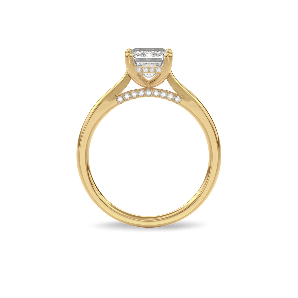 Elara Hidden Halo Salitaire Engagement Ring Emerald•Yellow Gold