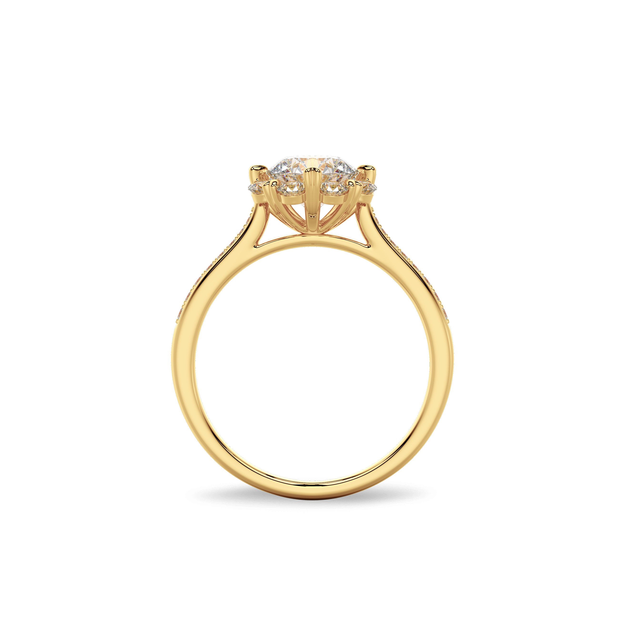 Bouquet Pave Ring Round 18K Yellow Gold
